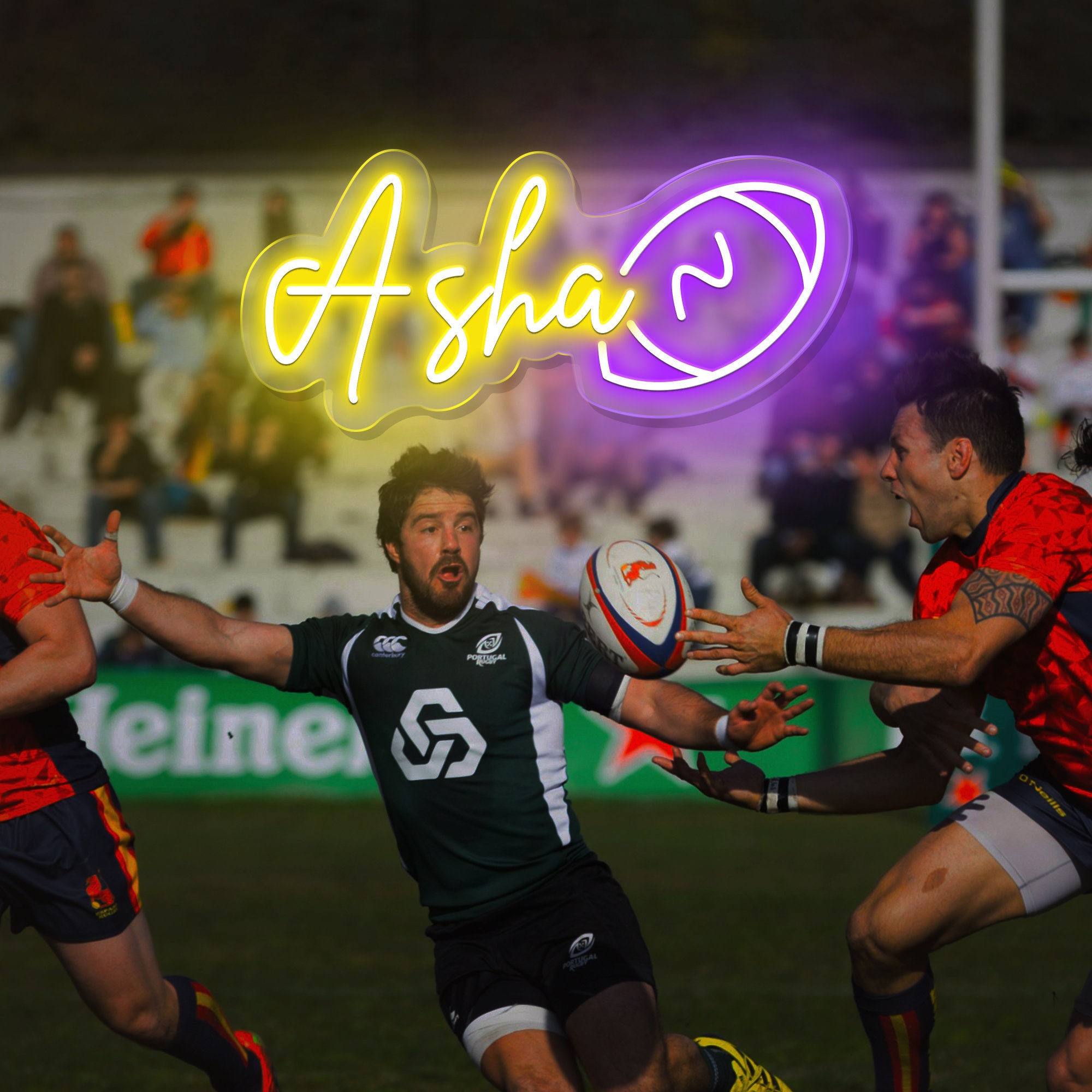 Rugby Name Neon Sign, Nursery Decor, Personalized Neon Sign, Personalized Name Neon Sign, Name Neon Sign, Kids Name Sign, Rugby Gift