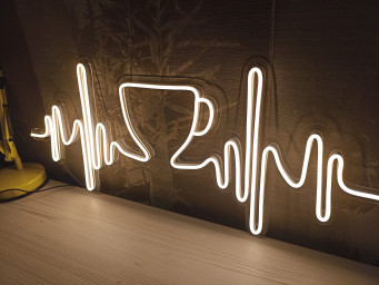 Heartbeat With Coffee Cup Neon Sign, Heartbeat With Coffee Cup Led Light, I Live For Coffee Neon Sign, Coffee Cup Neon Sign, Coffee Neon