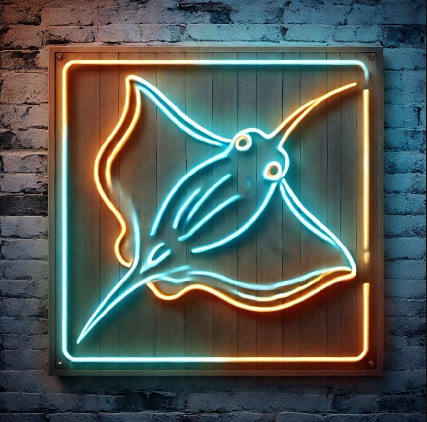Stingray Neon Light, Fish Neon Sign, Manta Ray Led Sign, Electric Ray Neon Light, Ocean Theme Neon Sign, Sea Life Wall Decor