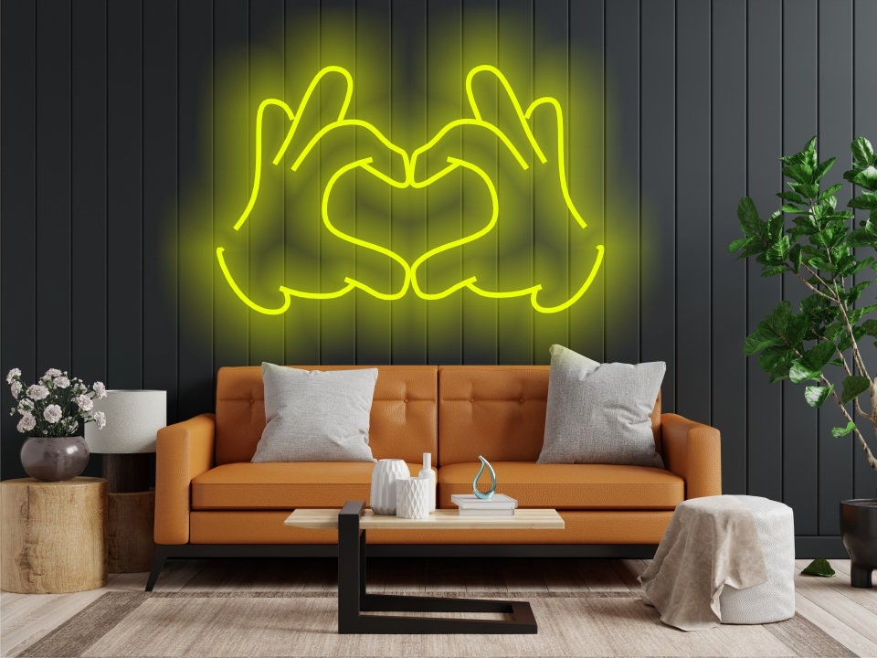 Arms Folded In A Heart-Shaped Neon Sign, Hands & Heart Led Neon Sign, Hands Showing Heart Gesture Neon Sign, Hands Making Heart Neon Sign