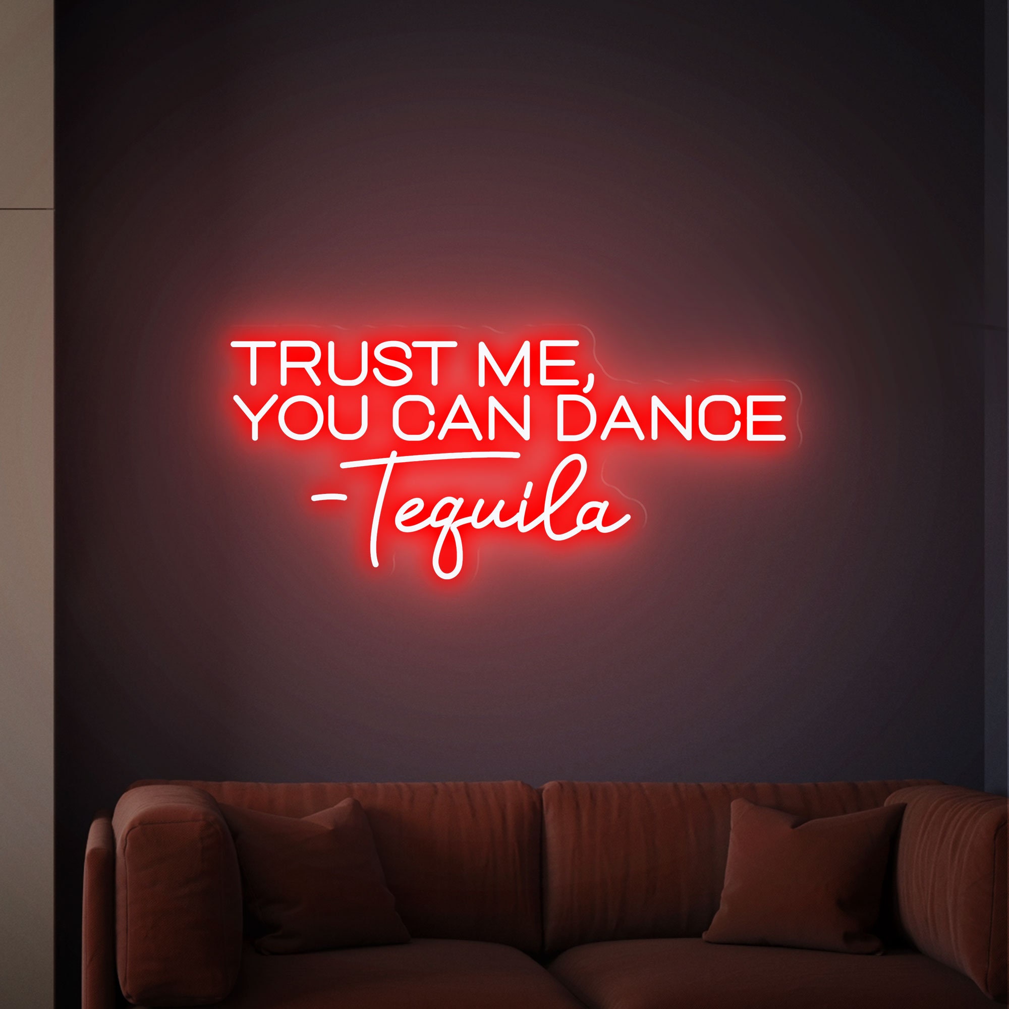 Trust Me You Can Dance Tequila Neon Sign - Neon Bar Sign, Bar Wall Decor, Wedding Bar Sign, Outdoor Bar, Neon Light Sign