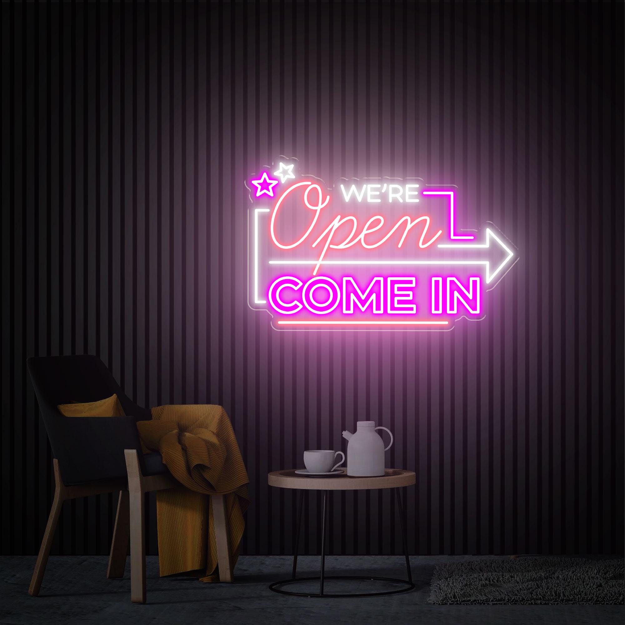 We're Open Come In Neon Sign, Store Open Led Sign, Custom Open Neon Light, Business Logo, New Business Gift, Shop Bar Welcome Sign