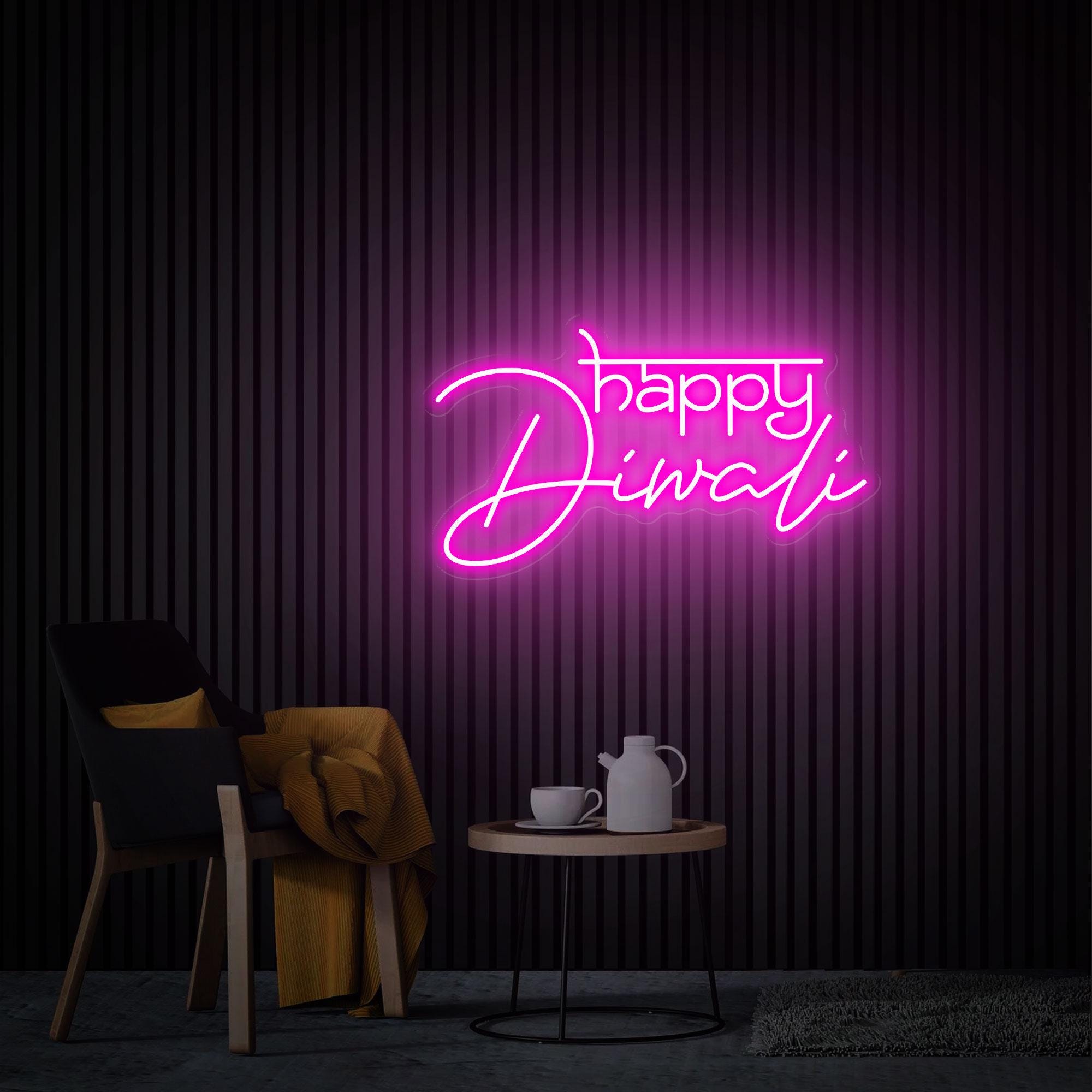 Happy Diwali Neon Sign, Diwali Neon Wall Art, Diya Diwali LED Lights, Hindu Festival Of Lights, Custom Neon Sign Shubh Diwali Festival Light