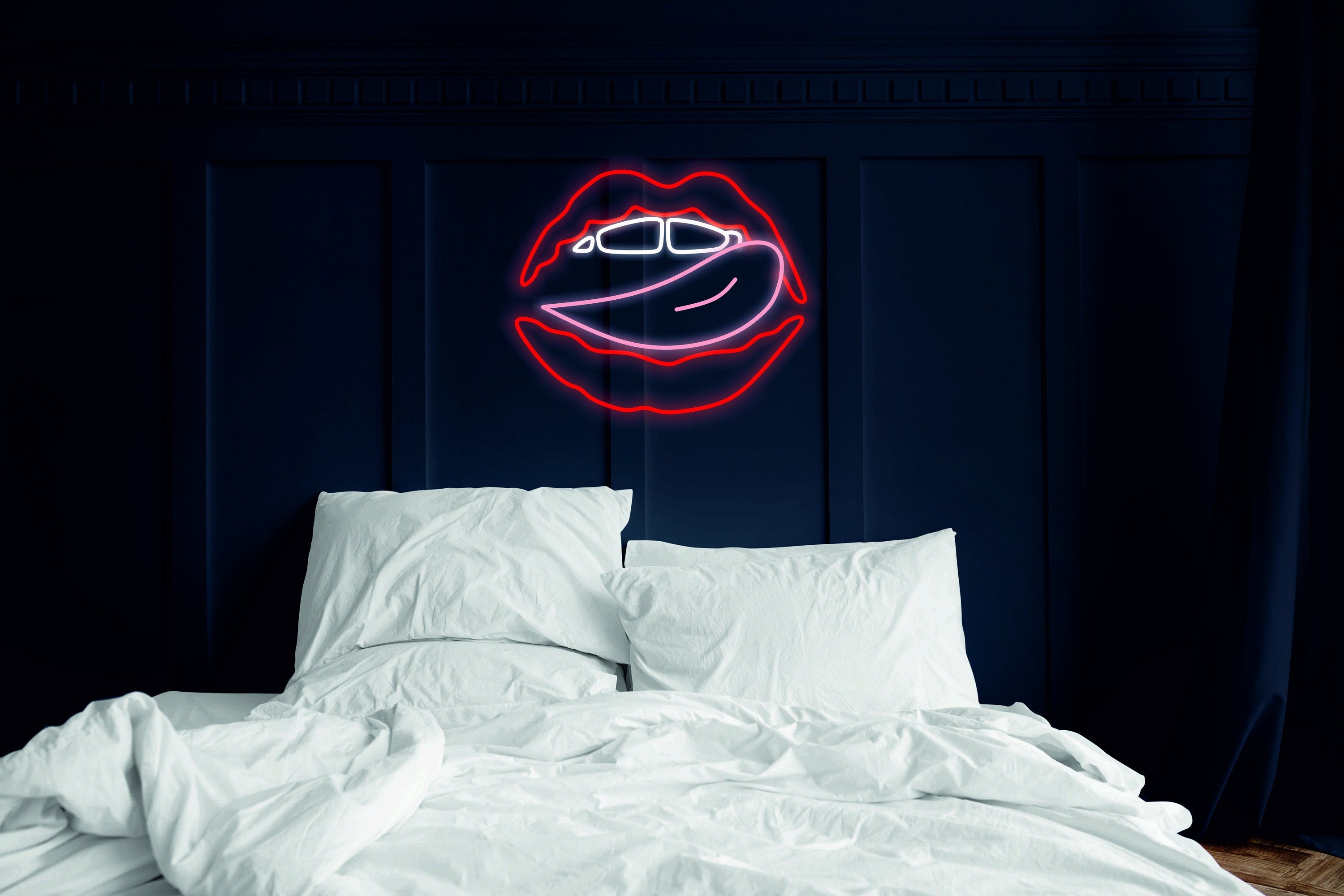 Tongue And Lips Neon Sign, Wall Kiss Neon Sign, Sexy Led Sign