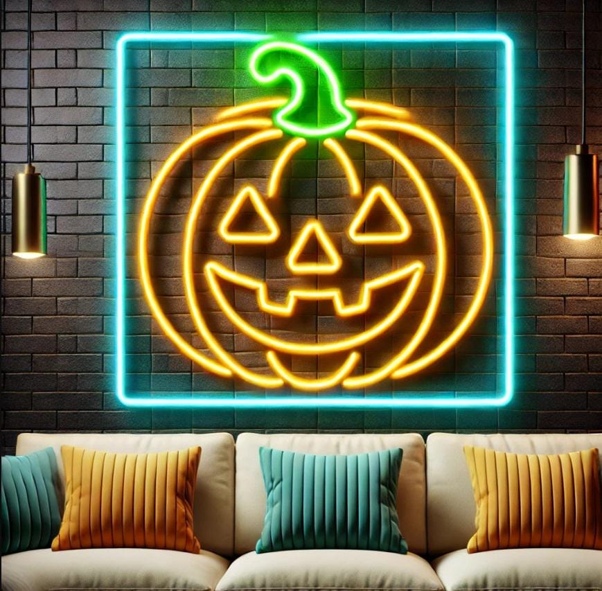 Pumpkin Neon Sign, Halloween Party Lighting, Spooky Neon Sign, Neon Pumpkin Light, Glowing Pumpkin Sign, Pumpkin Patch Neon Light