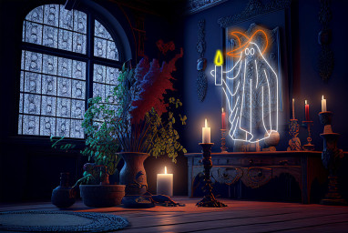 Halloween Ghost neon sign, Ghost Holding A Candle neon sign, Neon sign with Ghost for Halloween, Spooky Ghost neon light, Ghost LED neon sign