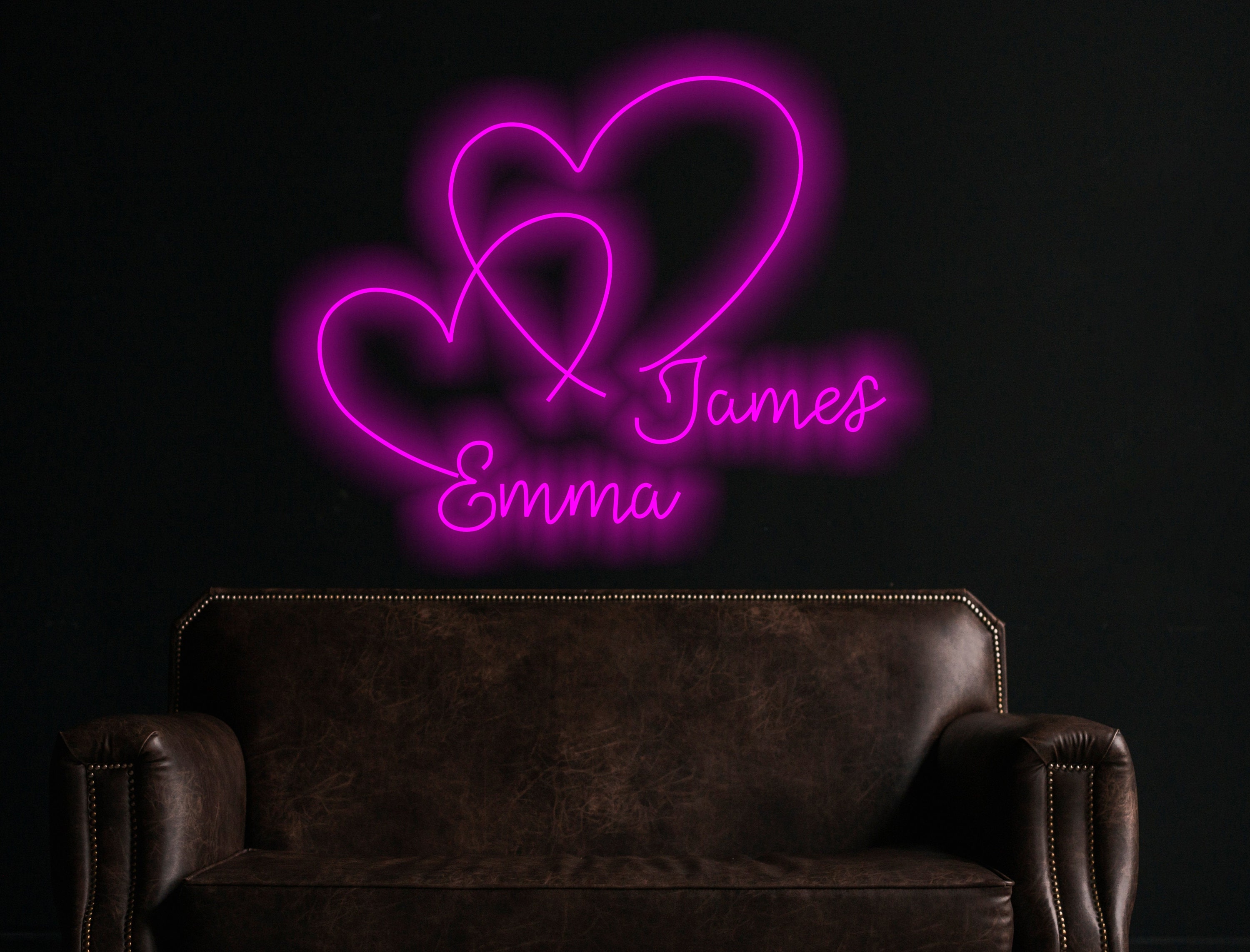Custom Heart Neon Sign For Wedding, Wedding Neon Wall Decor, Neon Heart-Shaped Sign Personalized With The Names Of Newlyweds, Wedding Decor