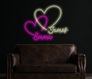 Custom Heart Neon Sign For Wedding, Wedding Neon Wall Decor, Neon Heart-Shaped Sign Personalized With The Names Of Newlyweds, Wedding Decor