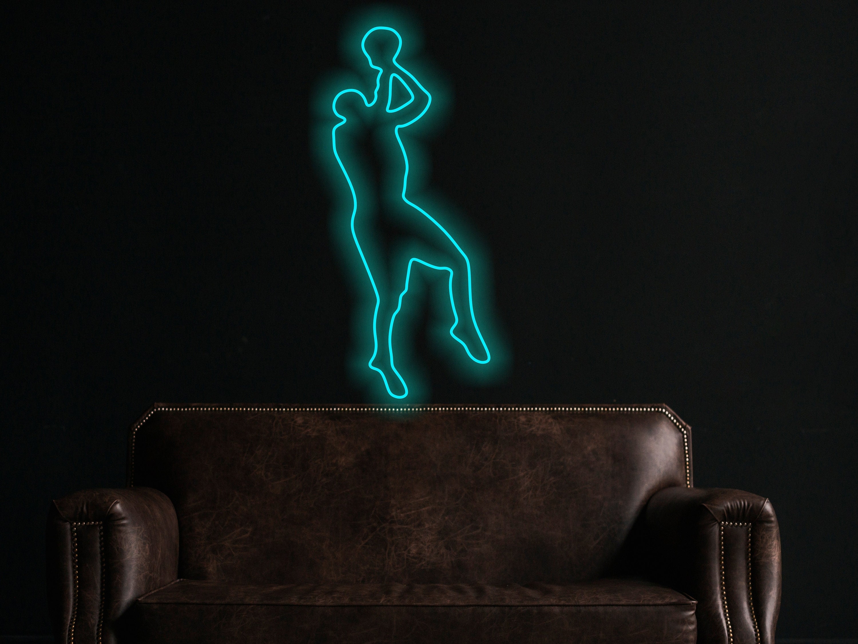 Basketball Player Neon Sign, Neon Dunking Basketball Player, Basketball Player In Mid-Air Neon Sign, Energy Neon Signs For Basketball Lovers