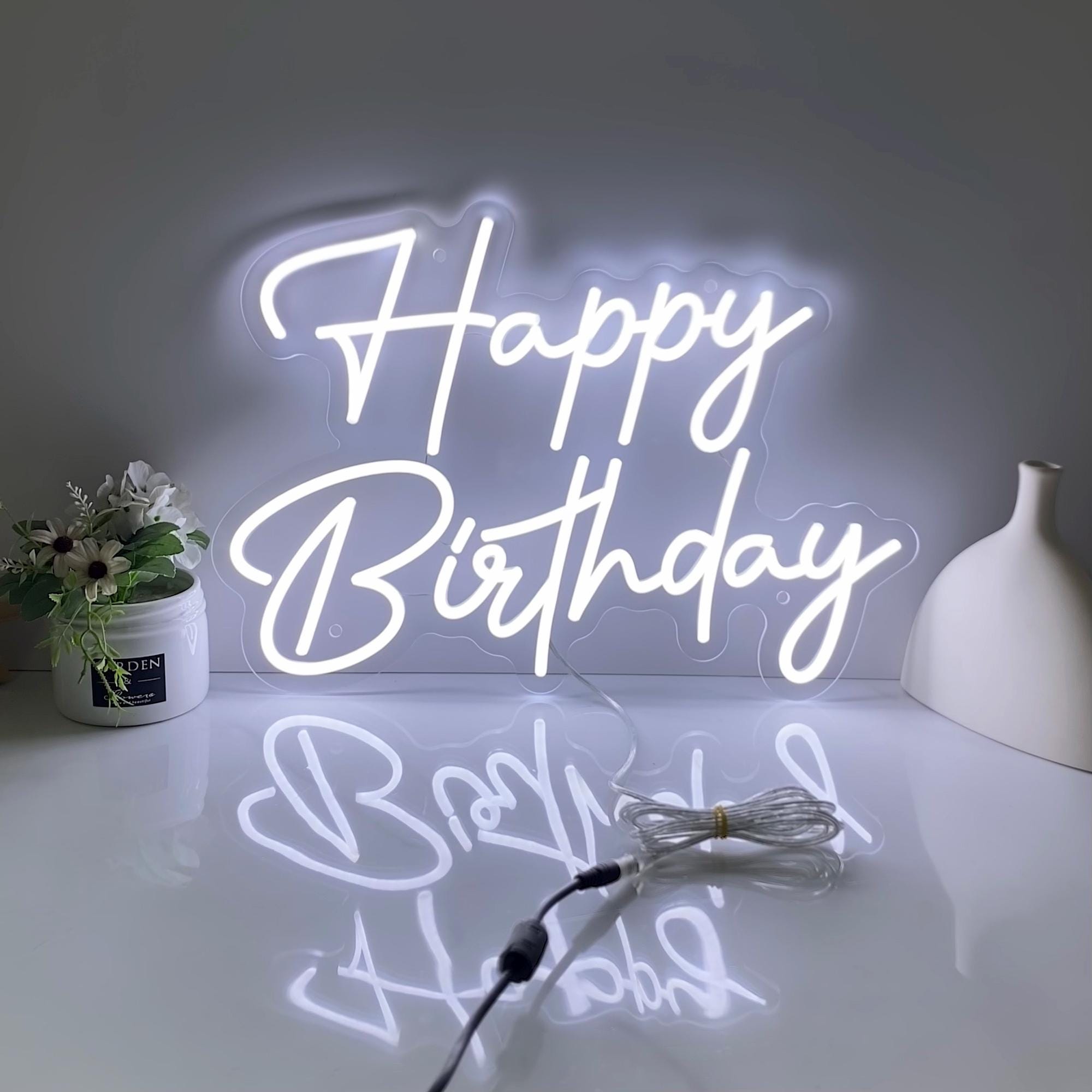 Happy Birthday Neon Sign, Custom Neon Sign, Birthday Party Decor Birthday Backdrop, Birthday Present, Neon Sign Wall Decor Personalized Gift
