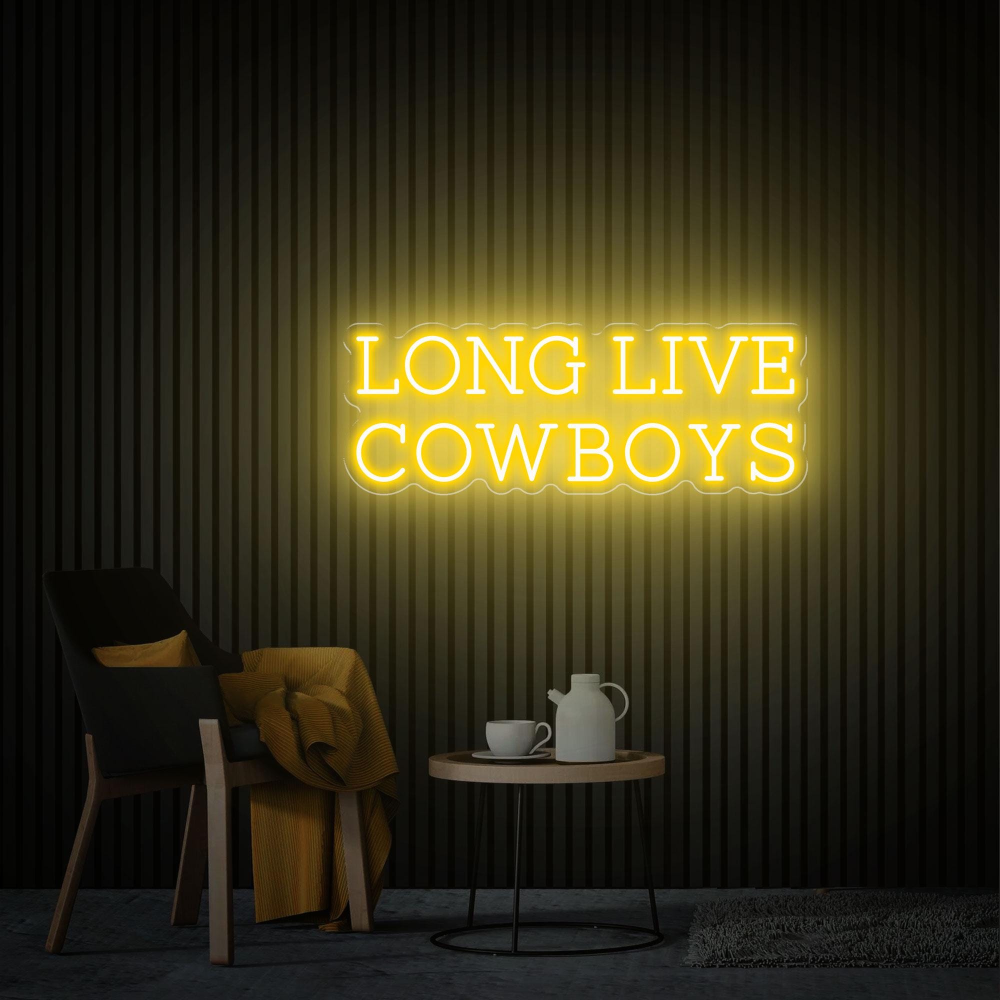 Long Live Cowboys Neon Sign, Custom Led Light Sign, Cowboy Lover Gift, Western Cowboy Party Decor, Bedroom Decor, Cowboys Neon Wall Art