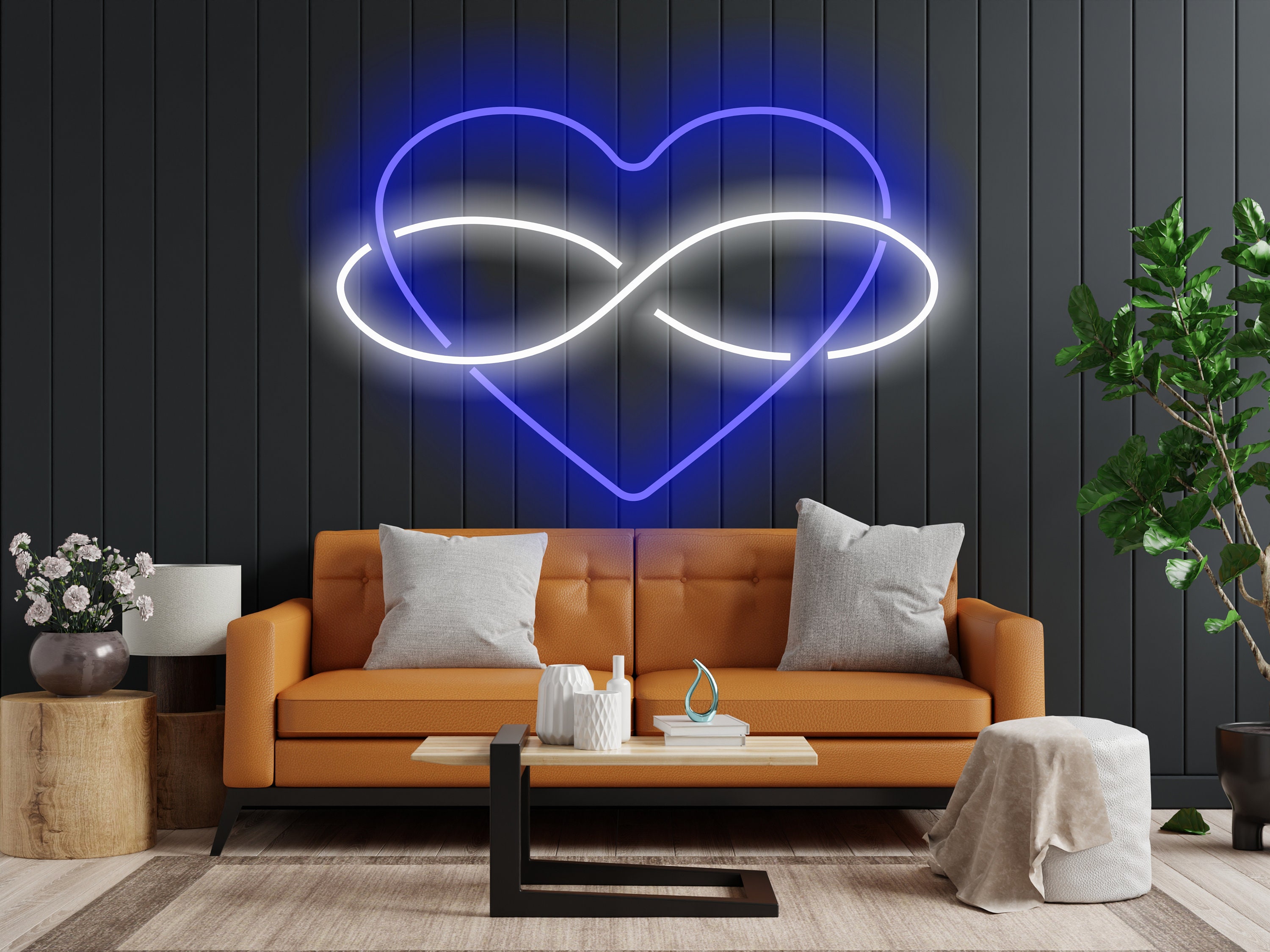 Neon Heart Sign With Infinity Symbol For Lovers, Infinity Sign And Heart Valentine's Day Gift, Neon Sign For Heart-Shaped Wedding Decor