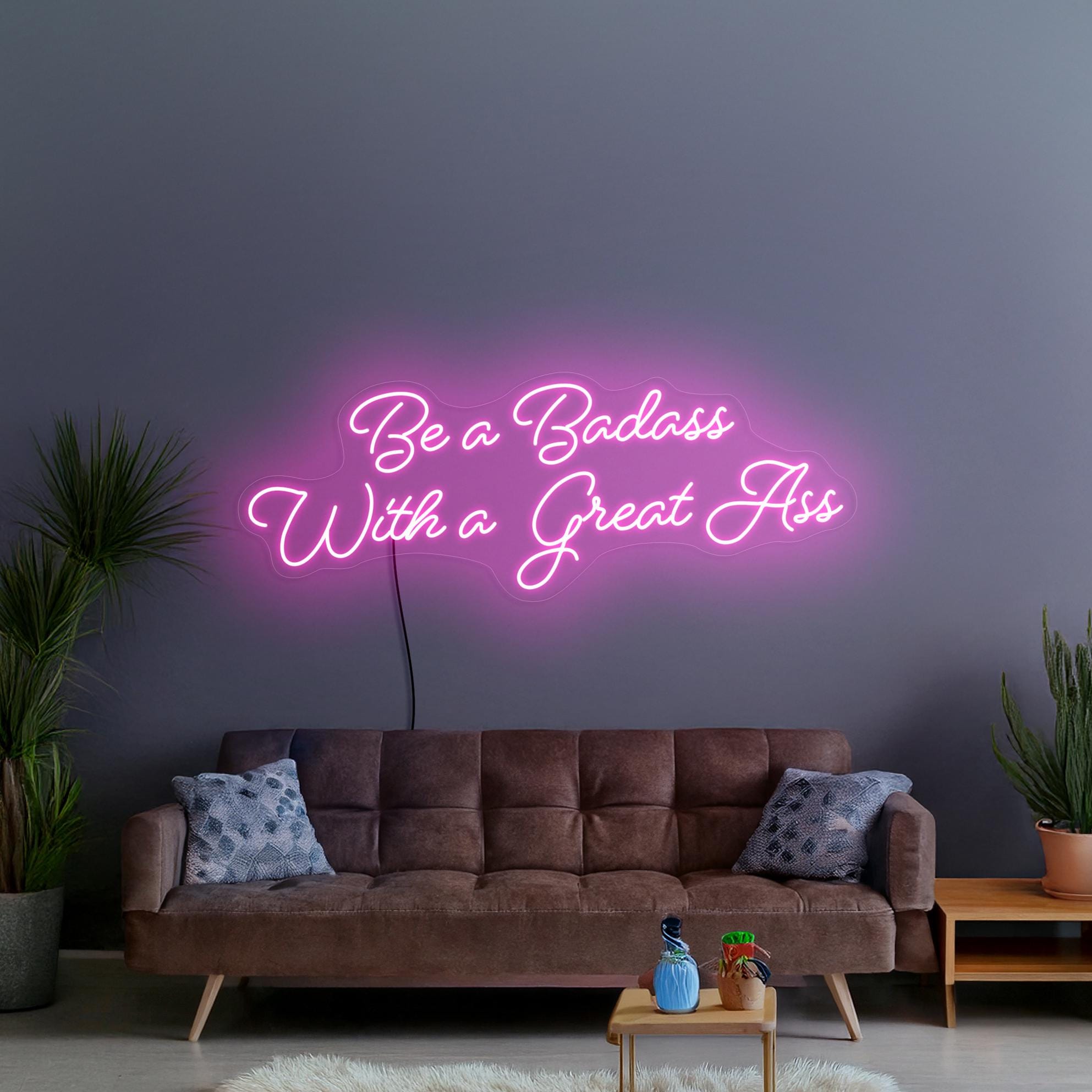 Be A Badass With A Great Ass Neon Sign, Gym Neon Sign, Yoga Neon Sign Decor, Fitness Neon Sign, Motivational Neon Sign, Gym Wall Art Decor