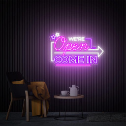 We're Open Come In Neon Sign, Store Open Led Sign, Custom Open Neon Light, Business Logo, New Business Gift, Shop Bar Welcome Sign