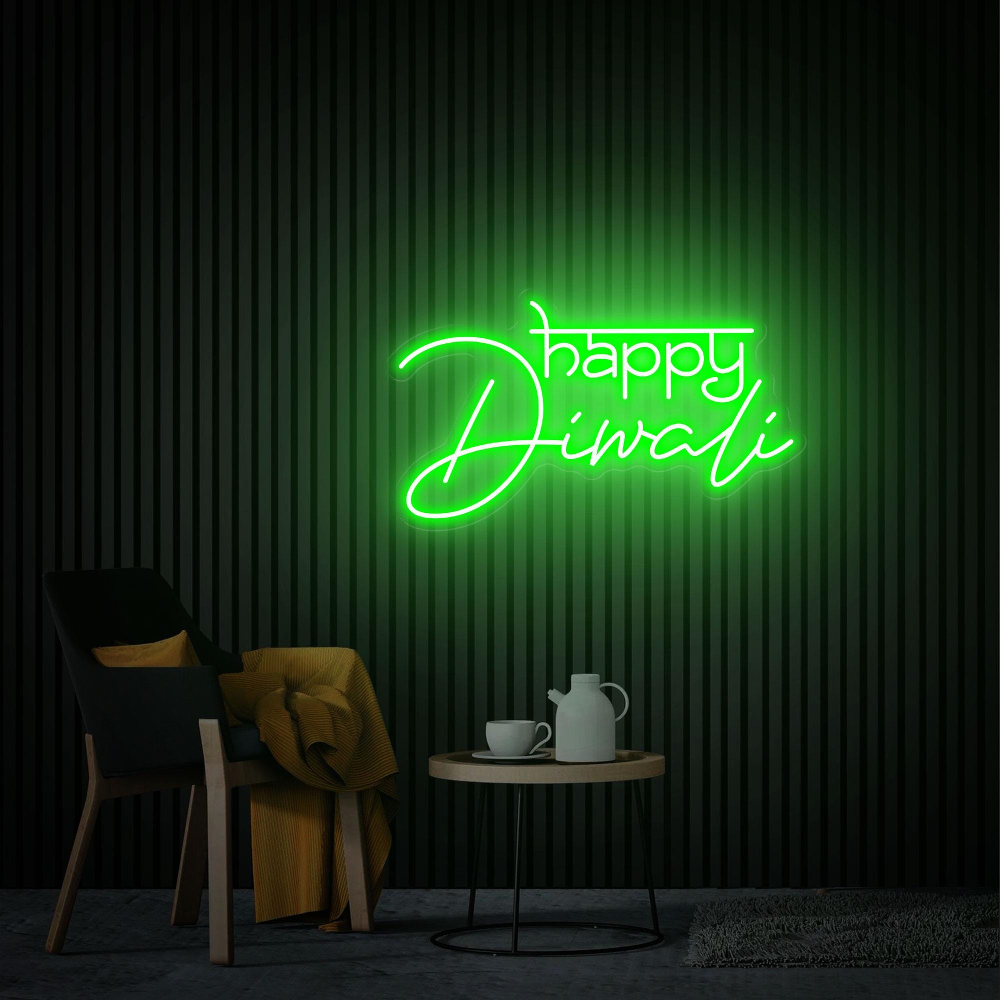 Happy Diwali Neon Sign, Diwali Neon Wall Art, Diya Diwali LED Lights, Hindu Festival Of Lights, Custom Neon Sign Shubh Diwali Festival Light