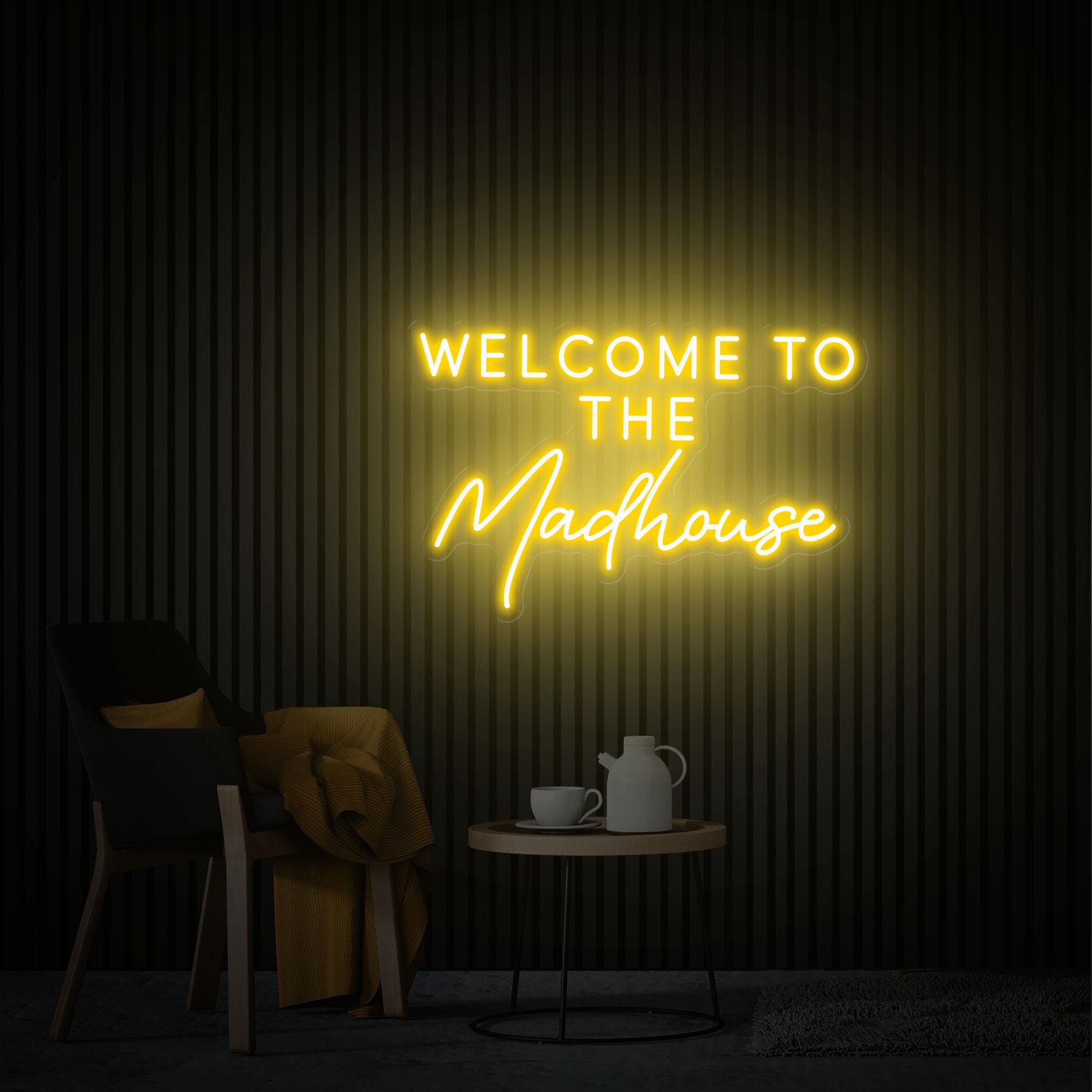 Welcome to The Madhouse Neon Sign, Custom LED Neon Sign For Party, Neon Light Dining Room Wall Decor Art, Housewarming Party Gift LED Light