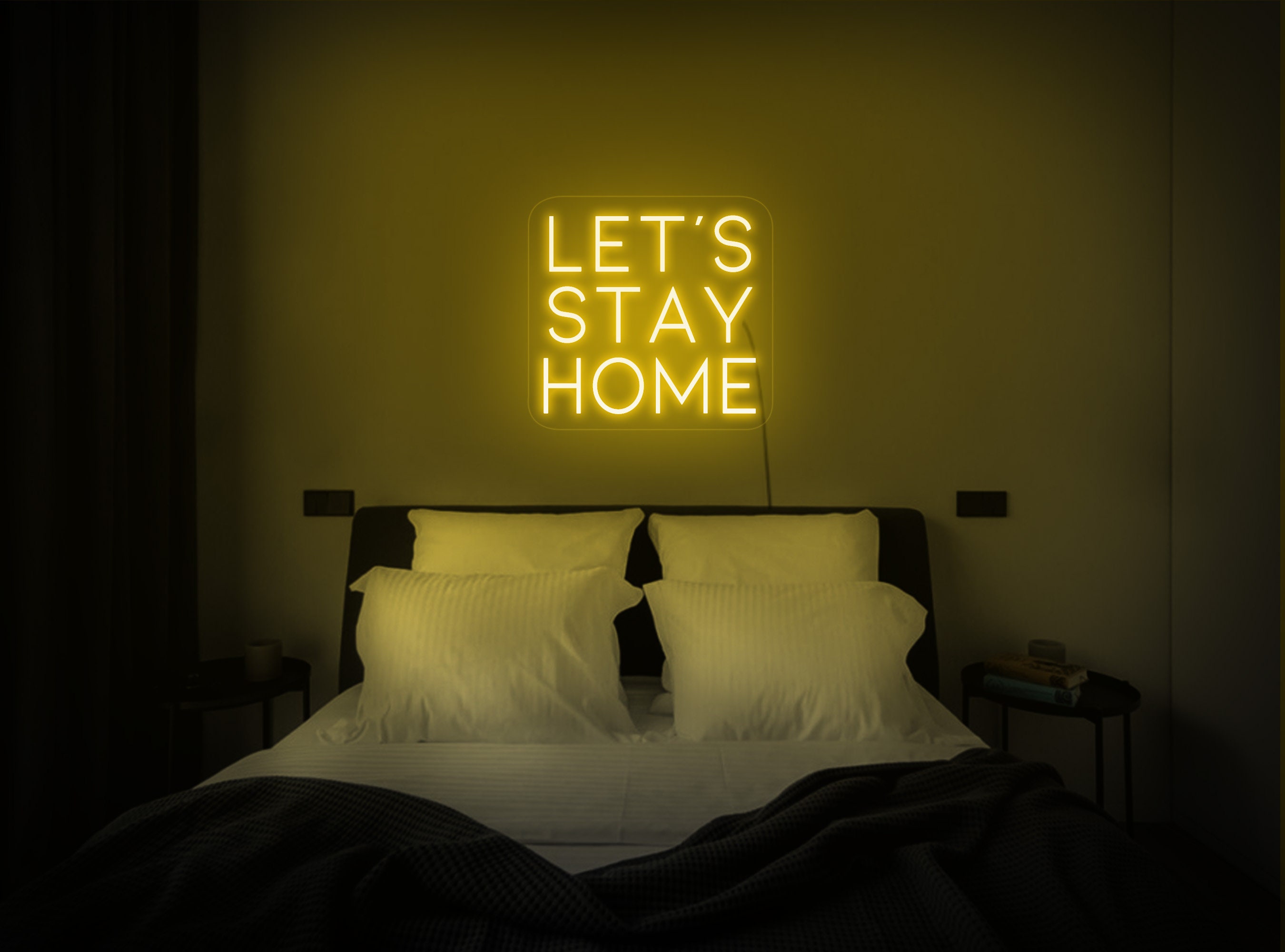 Lets Stay Home Neon Sign, Lets Stay Home Led Sign, Lets Stay Home Neon Light, Neon Light Sign For Wall, Quote Neon Sign, Led Signs For Wall