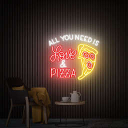 All You Need Is Love & Pizza Neon Sign, Pizza Party Decor, Custom Led Sign, Gift for Pizza Lover, Restaurant Welcome Sign Home Decor