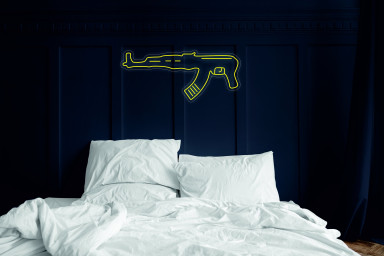 Machine Gun Led Light Neon Sign - Neon Led Lamp For Living Room, Wall Decor For Man Cave, Decoration Hangings For Home