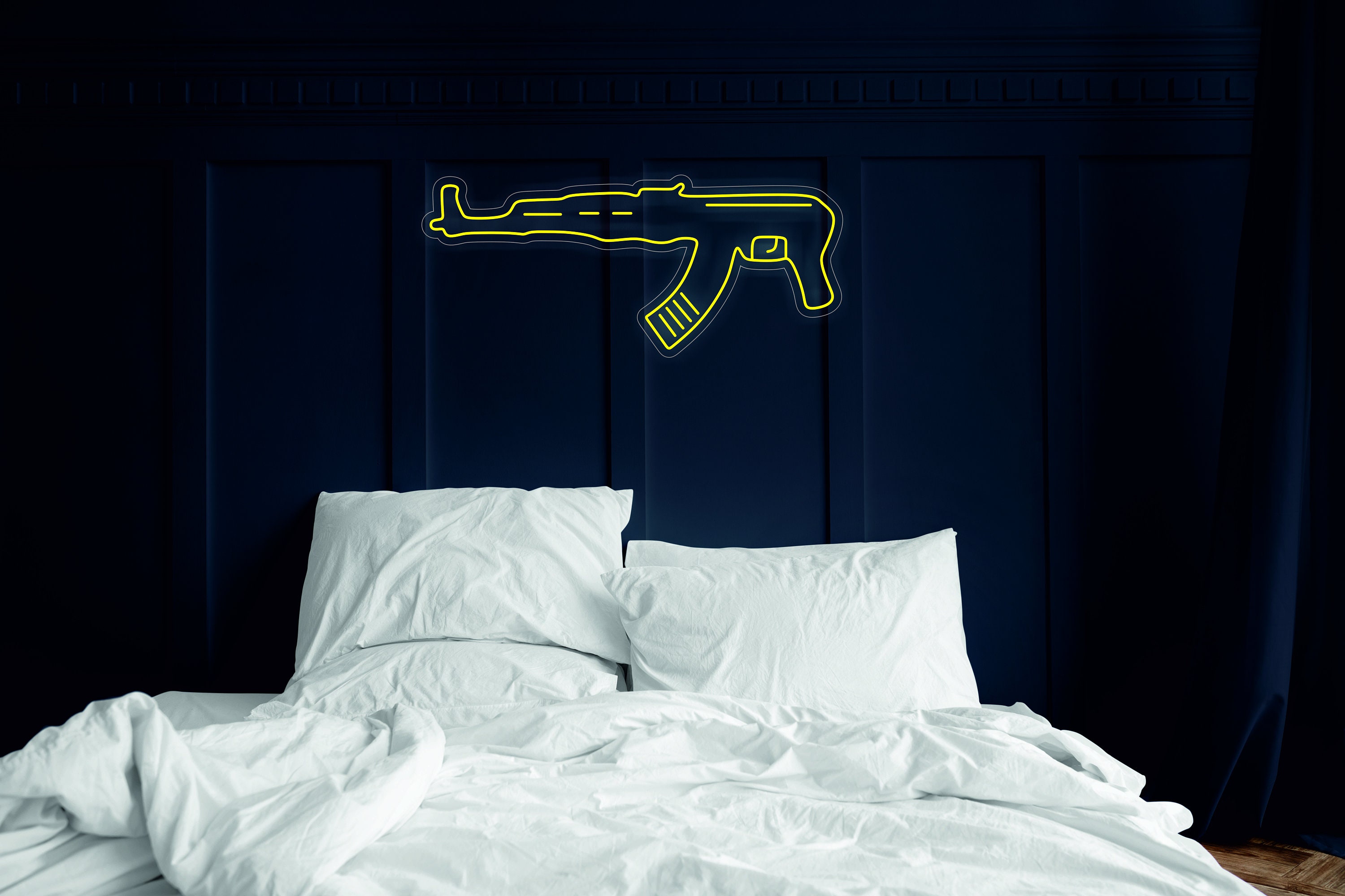 Machine Gun Led Light Neon Sign - Neon Led Lamp For Living Room, Wall Decor For Man Cave, Decoration Hangings For Home