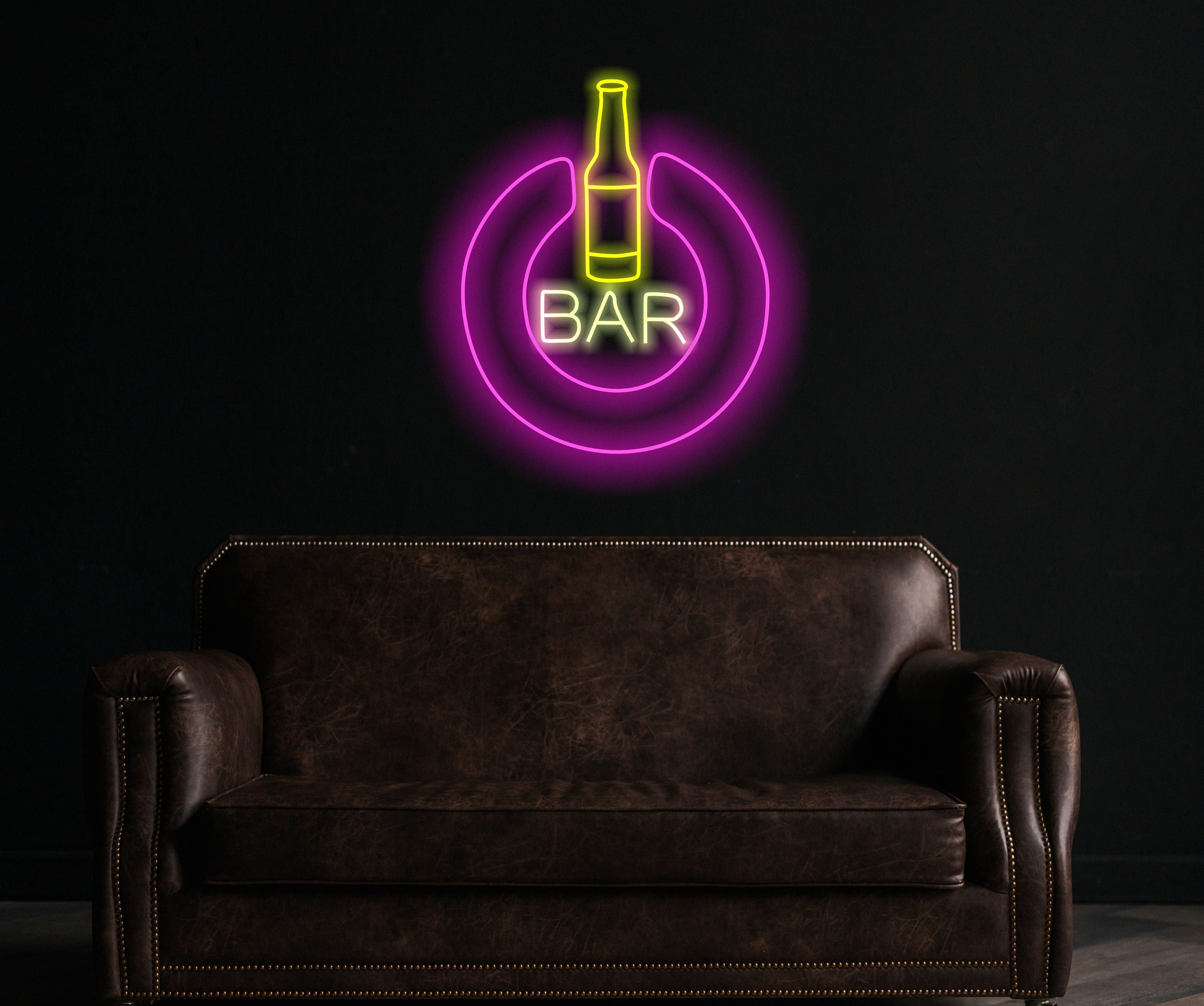 Neon Bar Sign, Pub Neon Sign, Man Cave Sign, Home Bar Sign, Open Neon Sign, Power Button Neon Sign, Light-Up Man Cave Decoration
