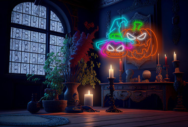 Neon Halloween Pumpkin Sign, Haunted House Neon Decor, Unique Halloween Neon Sign, Orange Neon Pumpkin Light, Neon Halloween Decorations