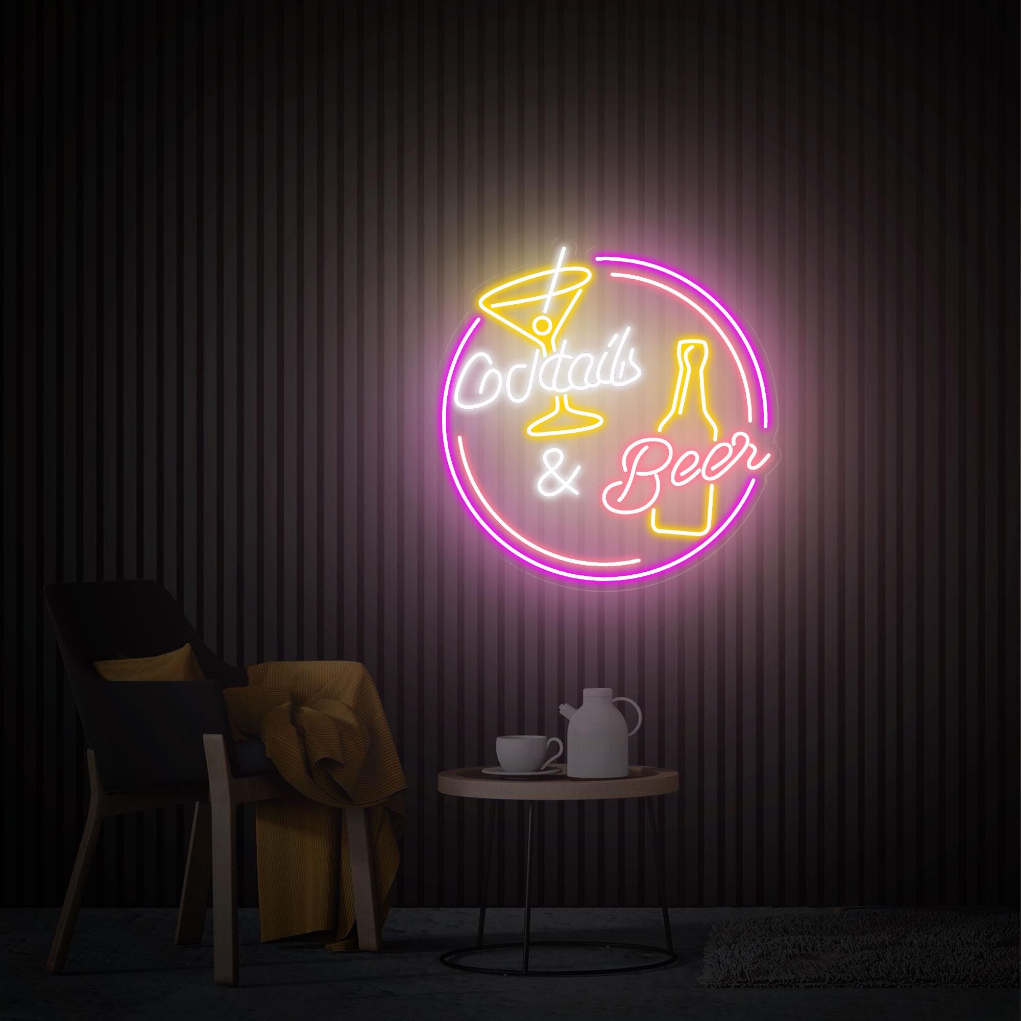 Cocktails and Beer Neon Sign, Cocktails Bar Wall Decor Art, Cocktails Bar Led Sign, Home Bar Decor, Bar Pub Wall Art, Beer Club Led Light