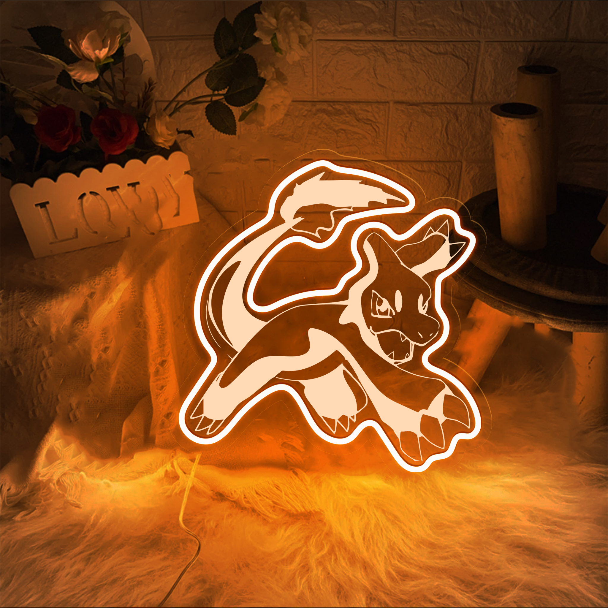 Pokemon Charmeleon Laser Signs Anime Wall Art Decor