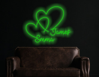 Custom Heart Neon Sign For Wedding, Wedding Neon Wall Decor, Neon Heart-Shaped Sign Personalized With The Names Of Newlyweds, Wedding Decor