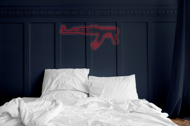 Machine Gun Led Light Neon Sign - Neon Led Lamp For Living Room, Wall Decor For Man Cave, Decoration Hangings For Home