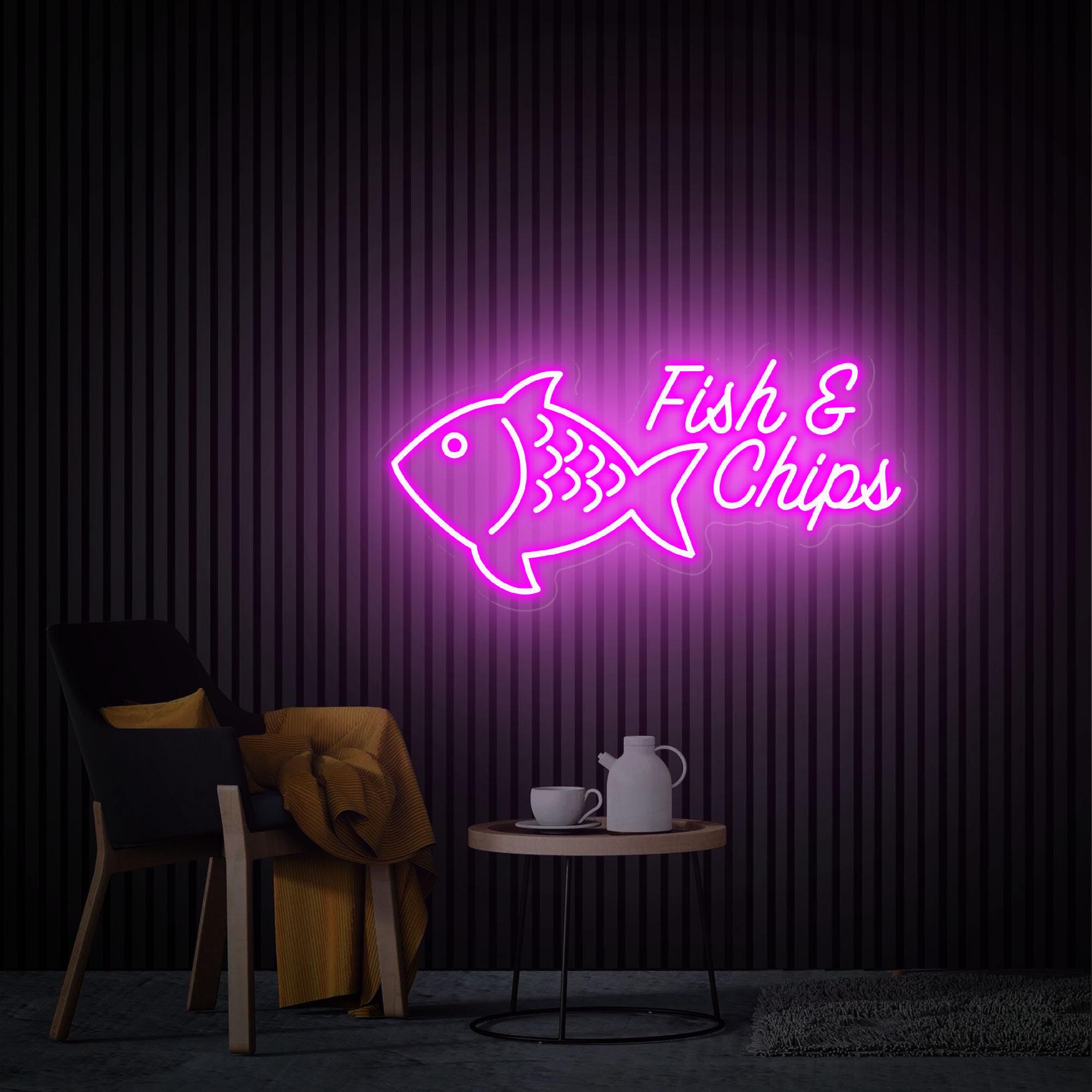Fish & Chips Neon Sign, Fish Chips Led Neon Light, Kitchen Decor Custom Neon Sign, Fish And Chips Lover Gift, Street Food Restaurant Decor