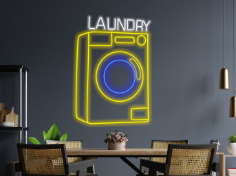 Laundry Machine Neon Sign, Laundry Appliance Neon Sign, Laundry Device Neon Sign, Laundry Automaton Neon Sign, Fabric Washer Neon Light