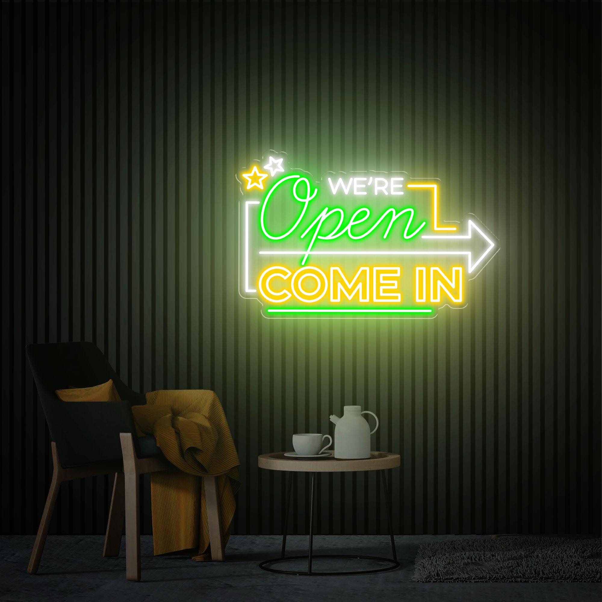 We're Open Come In Neon Sign, Store Open Led Sign, Custom Open Neon Light, Business Logo, New Business Gift, Shop Bar Welcome Sign