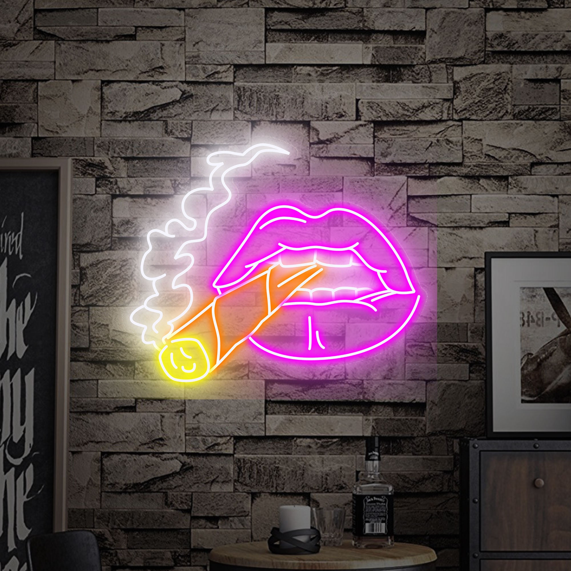Cigarette Neon Sign, Custom Waterproof Neon Signs Lights Smoking Smoking Lips Bar Art Wall Decor Custom Bedroom Party Personalized Gifts