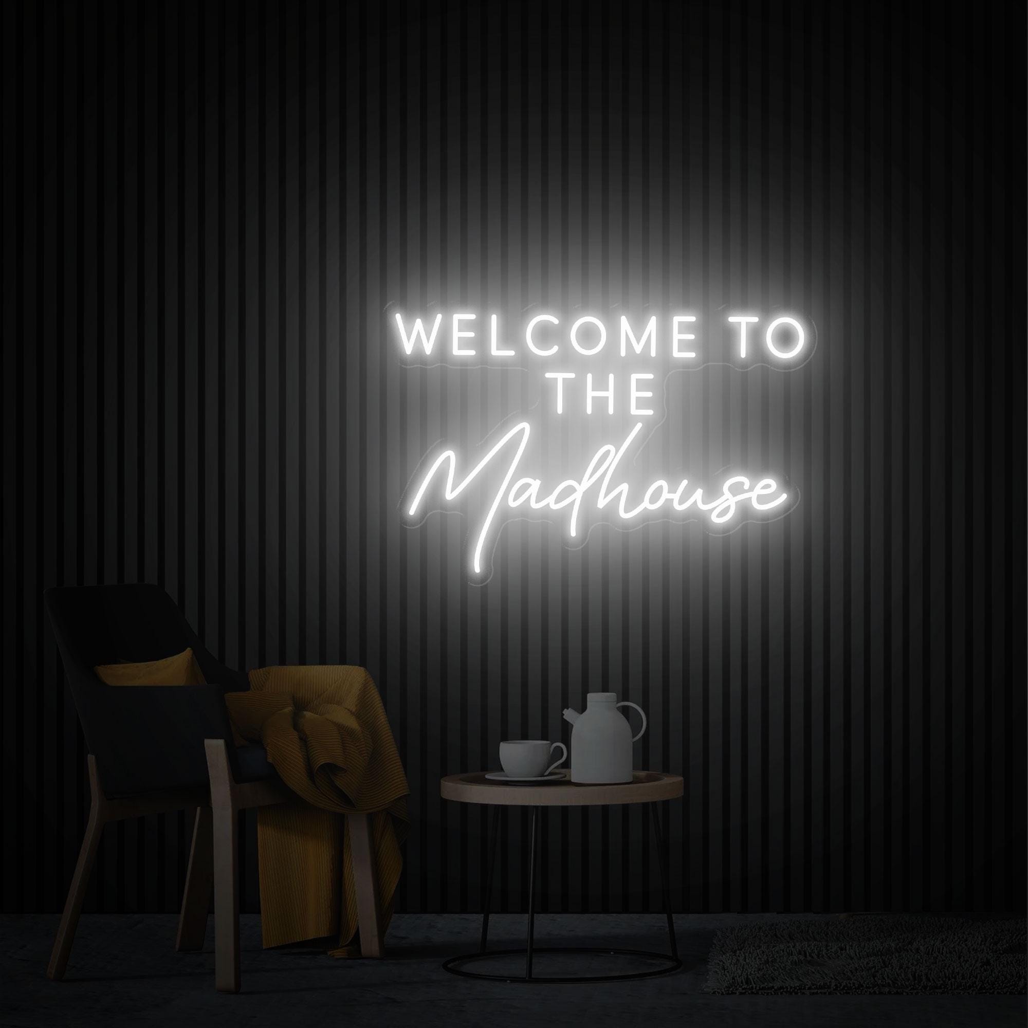Welcome to The Madhouse Neon Sign, Custom LED Neon Sign For Party, Neon Light Dining Room Wall Decor Art, Housewarming Party Gift LED Light