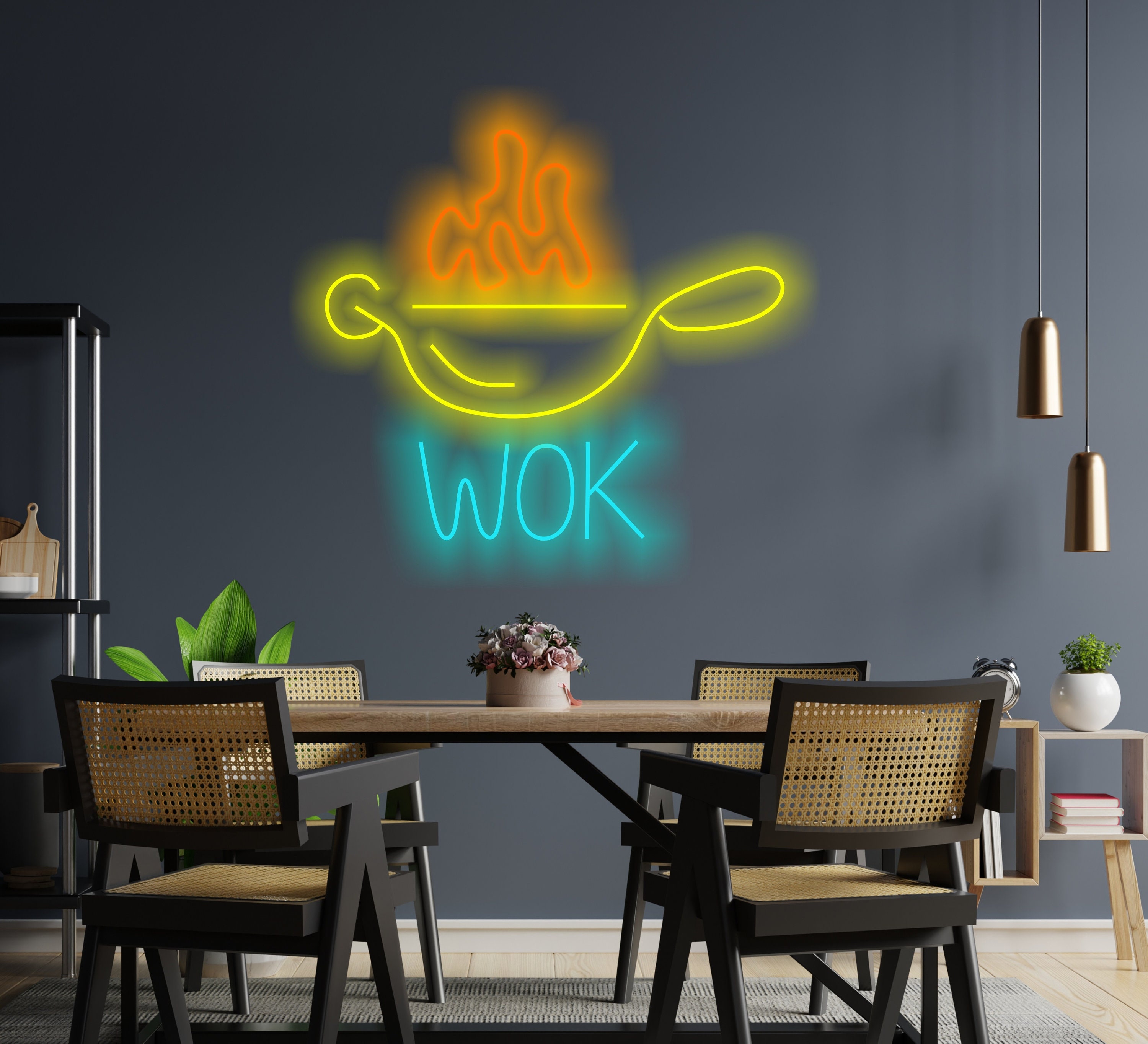 Neon Grill Pan Sign, Grill Neon Sign, Grill Menu Neon Sign, Frying Pan Neon Sign, Wok Menu Neon Sign, Street Food Neon Sign