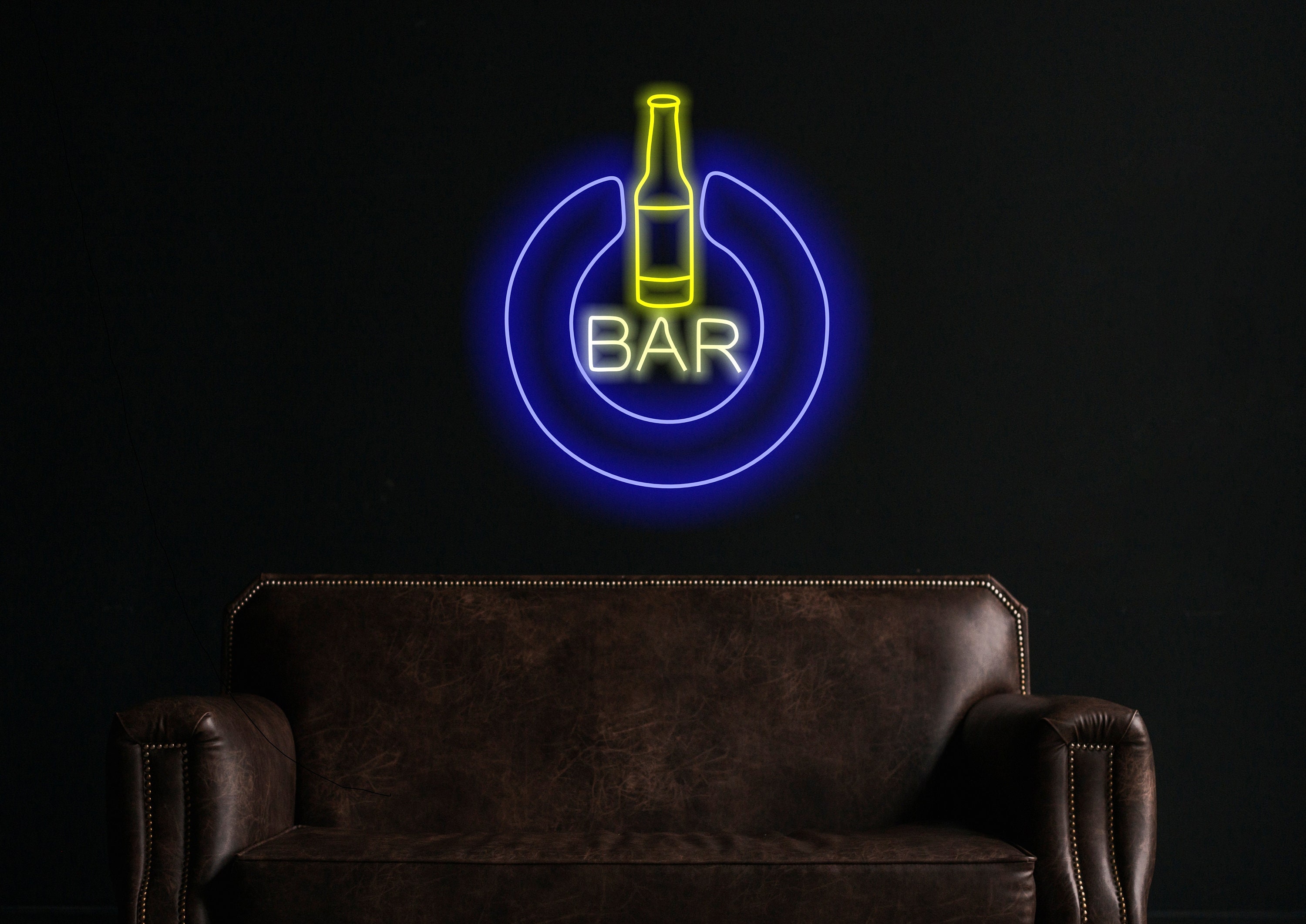Neon Bar Sign, Pub Neon Sign, Man Cave Sign, Home Bar Sign, Open Neon Sign, Power Button Neon Sign, Light-Up Man Cave Decoration