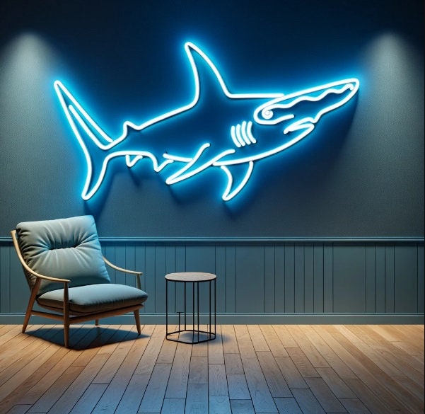 Neon Shark Hammer Sign, Shark Hammer Neon Sign, Neon Hammerhead Sign, Hammerhead Neon Light, Neon Shark Sign, Hammerhead Shark Neon
