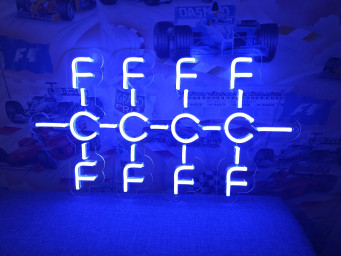 Neon sign Polytetrafluoroethylene Molecule - LED Light, Molecule - LED Light Neon Sign Formula, Teflon Molecule - LED Light Neon Sign