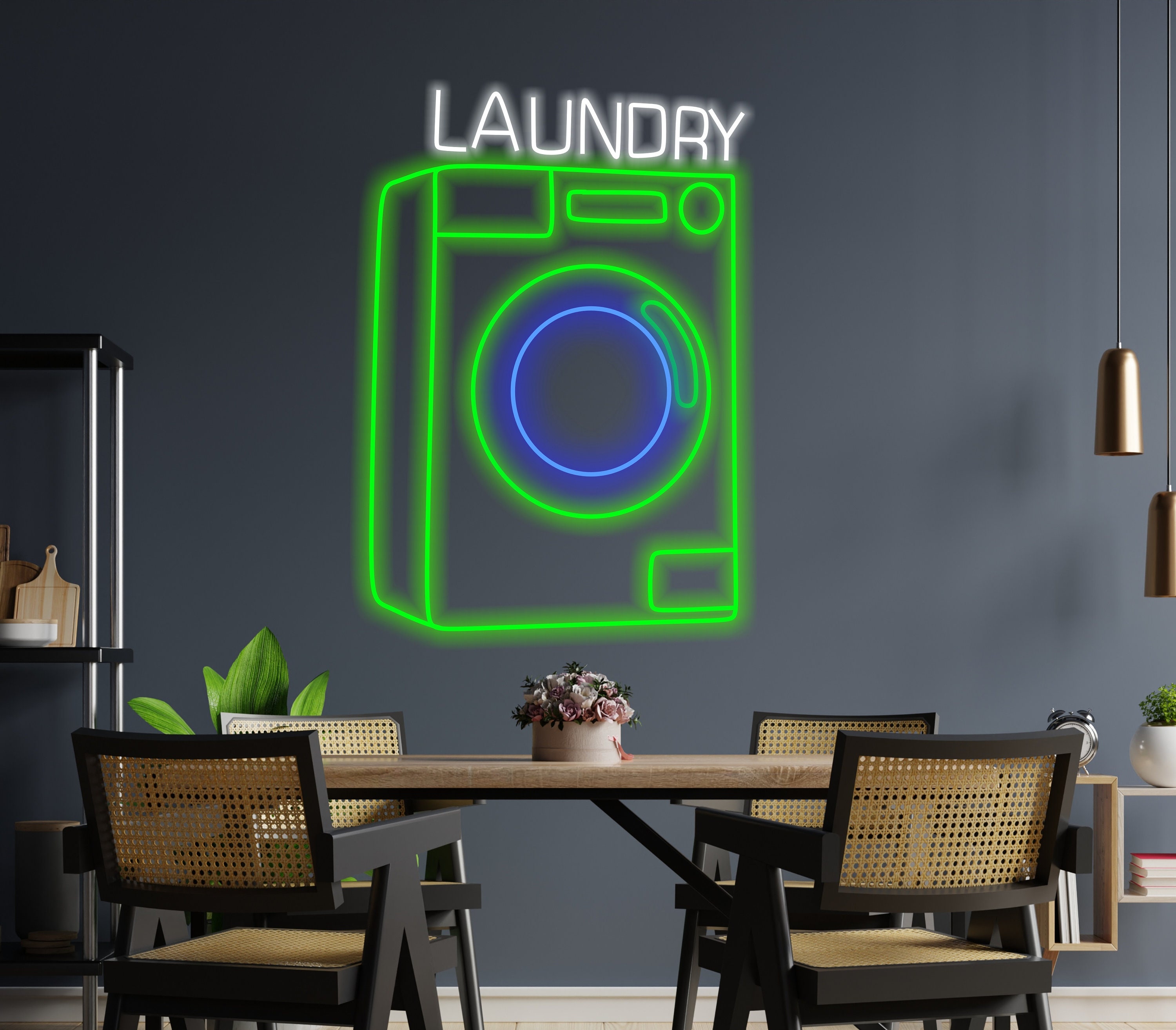 Laundry Machine Neon Sign, Laundry Appliance Neon Sign, Laundry Device Neon Sign, Laundry Automaton Neon Sign, Fabric Washer Neon Light