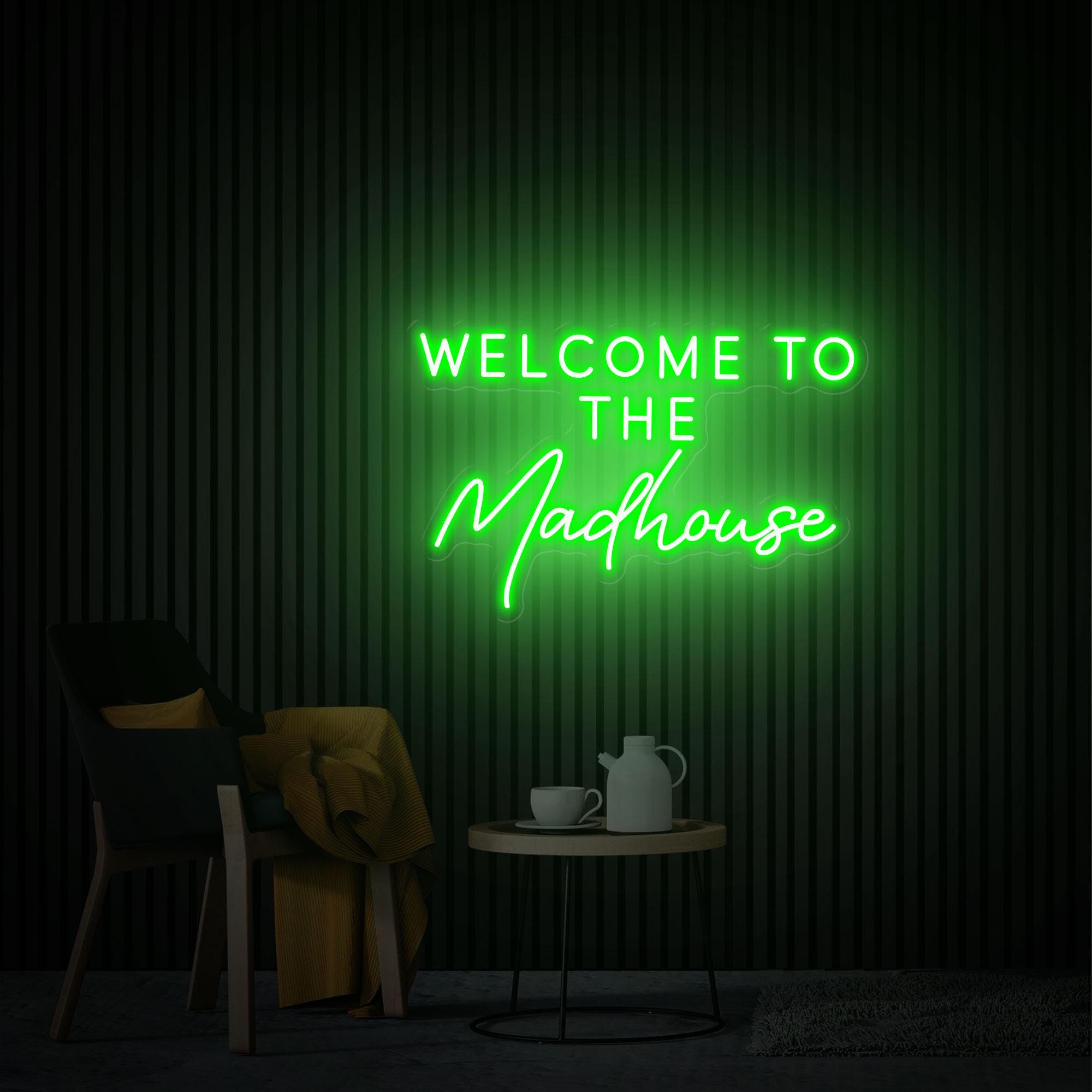 Welcome to The Madhouse Neon Sign, Custom LED Neon Sign For Party, Neon Light Dining Room Wall Decor Art, Housewarming Party Gift LED Light