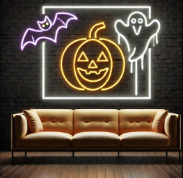 Pumpkin Neon Sign, Halloween Party Lighting, Spooky Neon Sign, Neon Pumpkin Light, Glowing Pumpkin Sign