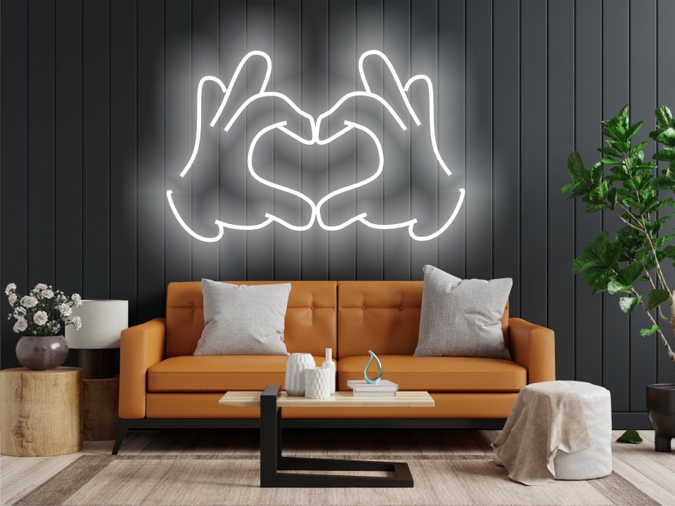 Arms Folded In A Heart-Shaped Neon Sign, Hands & Heart Led Neon Sign, Hands Showing Heart Gesture Neon Sign, Hands Making Heart Neon Sign
