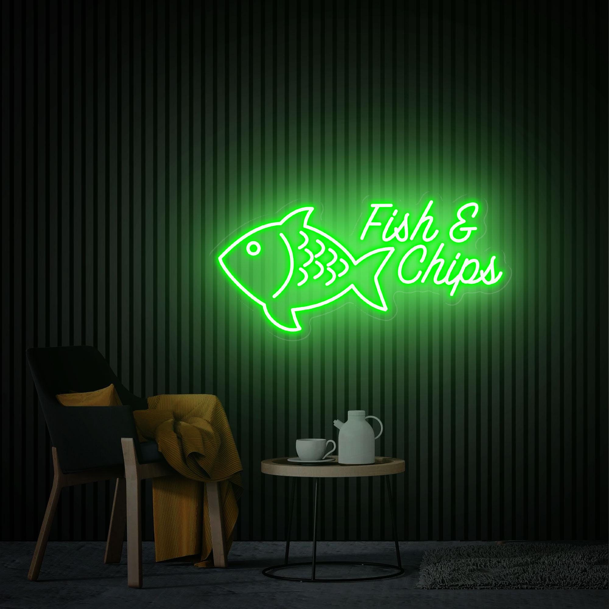 Fish & Chips Neon Sign, Fish Chips Led Neon Light, Kitchen Decor Custom Neon Sign, Fish And Chips Lover Gift, Street Food Restaurant Decor