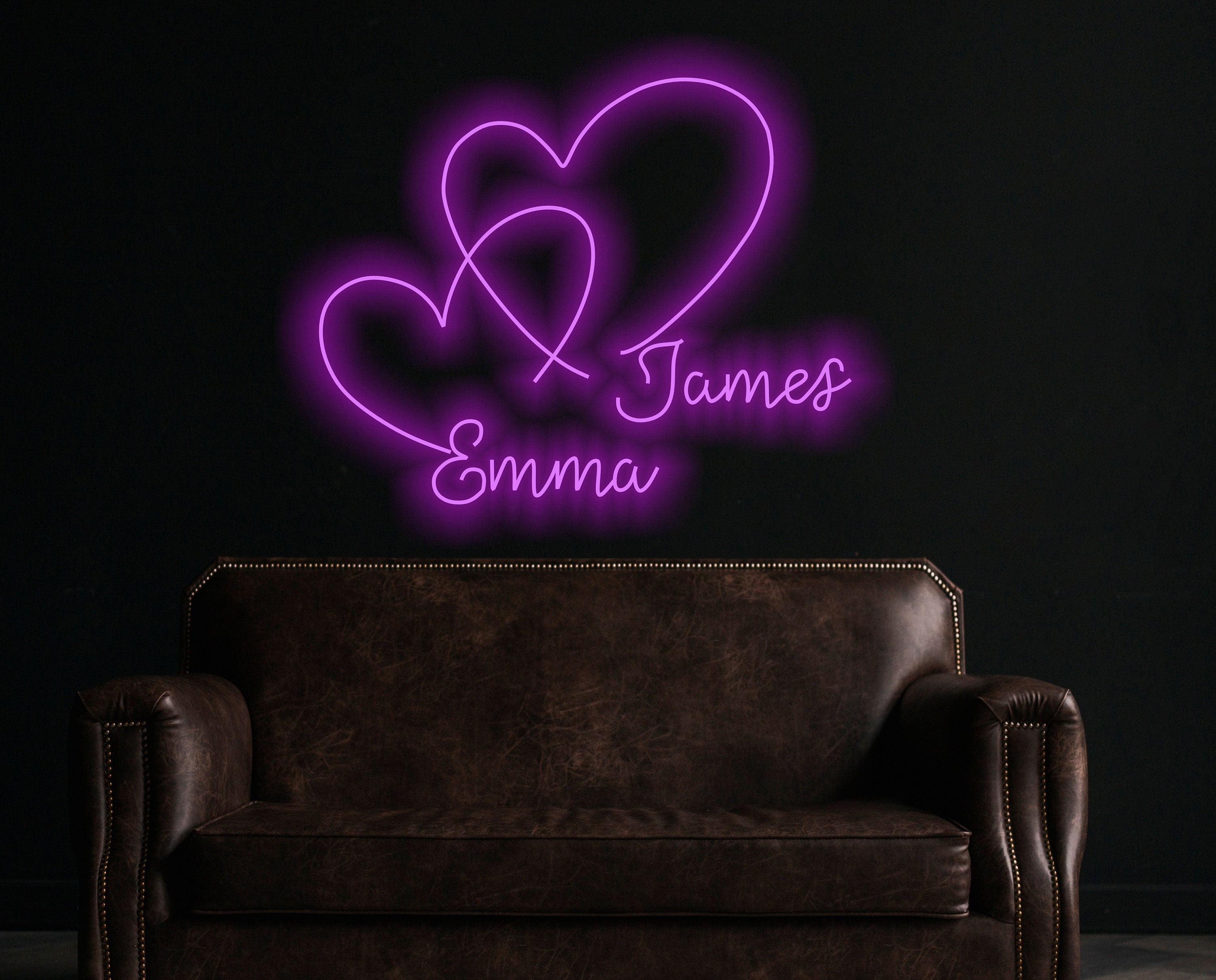 Custom Heart Neon Sign For Wedding, Wedding Neon Wall Decor, Neon Heart-Shaped Sign Personalized With The Names Of Newlyweds, Wedding Decor
