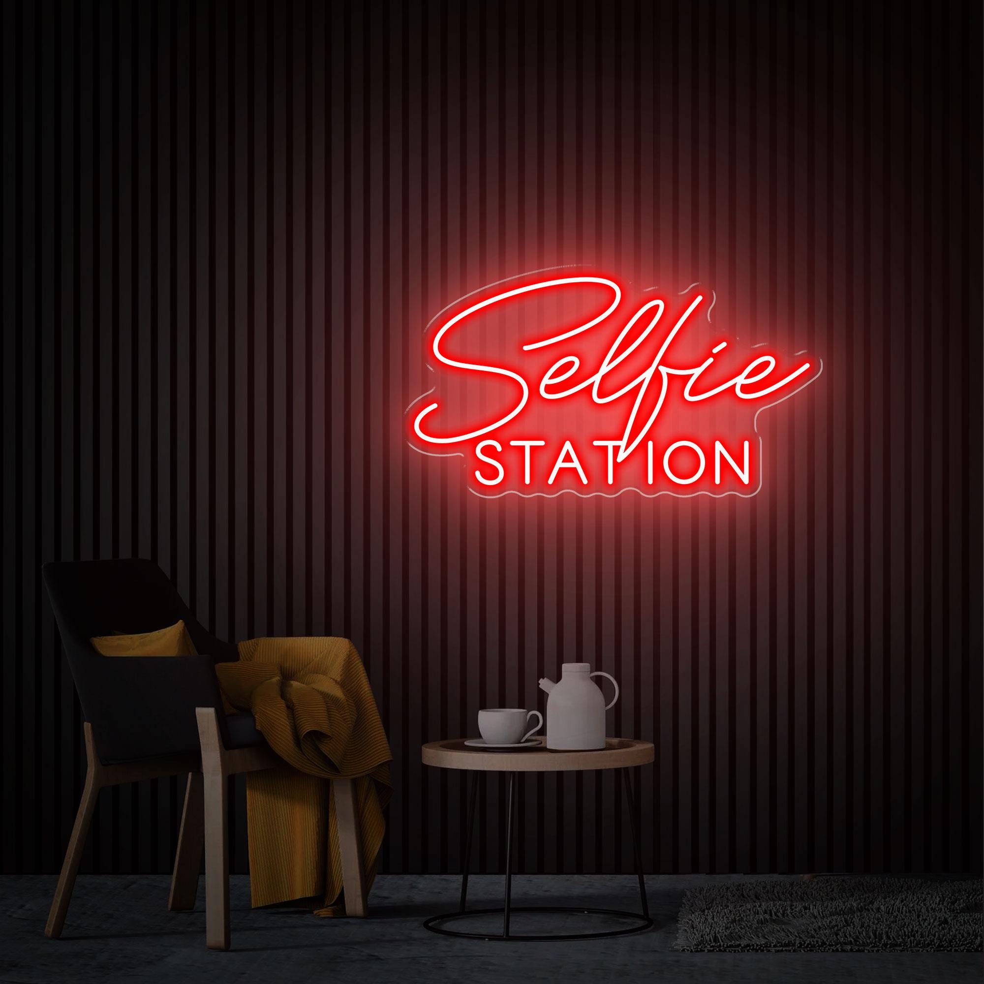 Selfie Station Neon Sign, Custom Selfie LED Neon Sign, Neon wall Art, Home Beauty Room Salon Wall Decor Photo Backdrop Wedding Party Gift