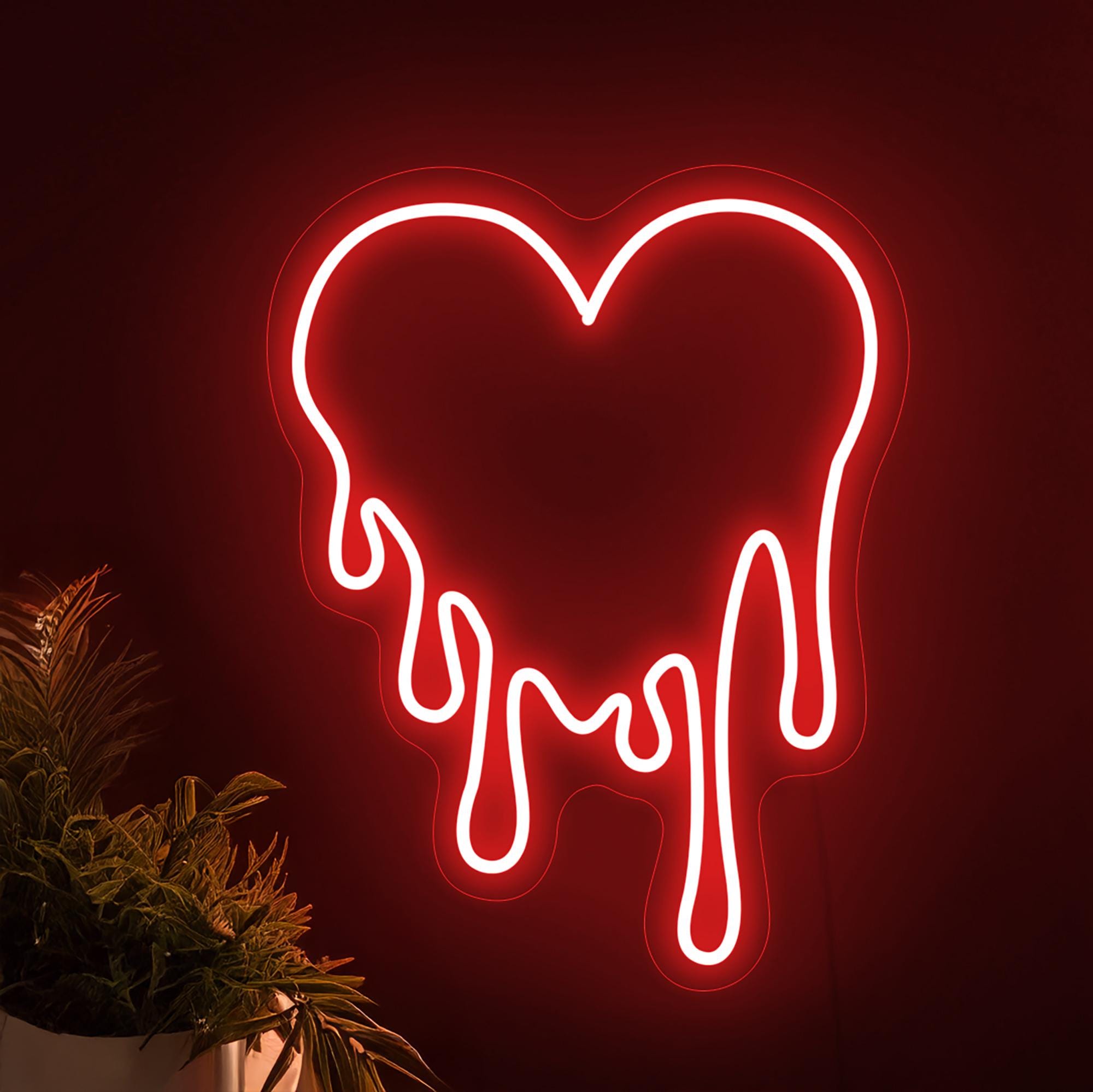 Melting Heart Neon Sign, Dripping Heart Neon Sign, Bleeding Heart Neon Sign, Heart Led Sign, Love Heart Neon Sign, Melting Heart Art Decor