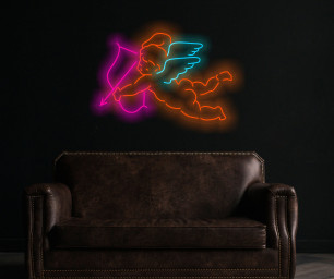 Cupid Neon Sign, Angel Of Love Neon Sign, Heavenly Creature Love Cupid Neon Sign, Cupid Angel Cupid Bow Valentine Hearts Neon Sign