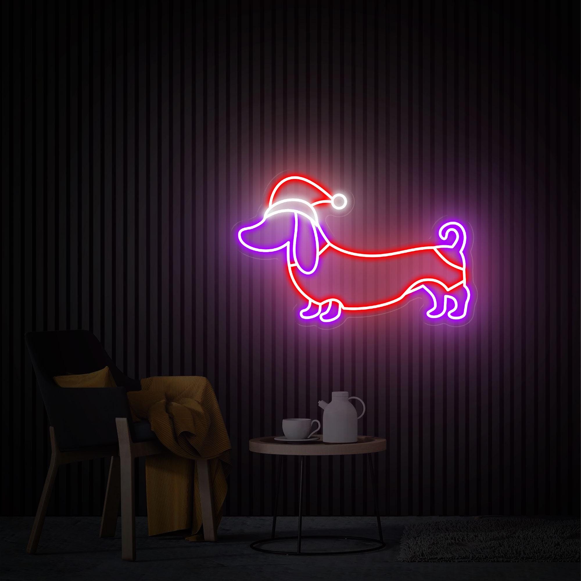 Christmas Dachshund Neon Sign, Christmas Dog, Dachshund Gift, Custom Dog Neon Sign, Merry Xmas Holiday Decor, Merry Christmas Party Wall Art