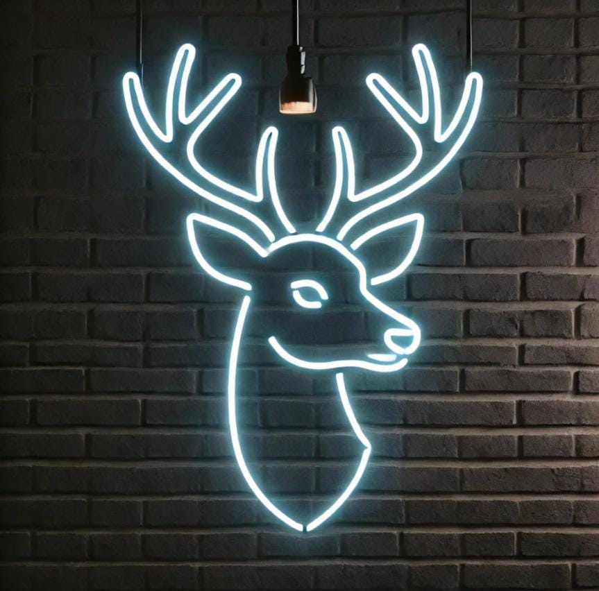 Deer Neon Sign, Deer Head Neon Light Sign, Neon Deer Sign, Neon Deer Head Led Light